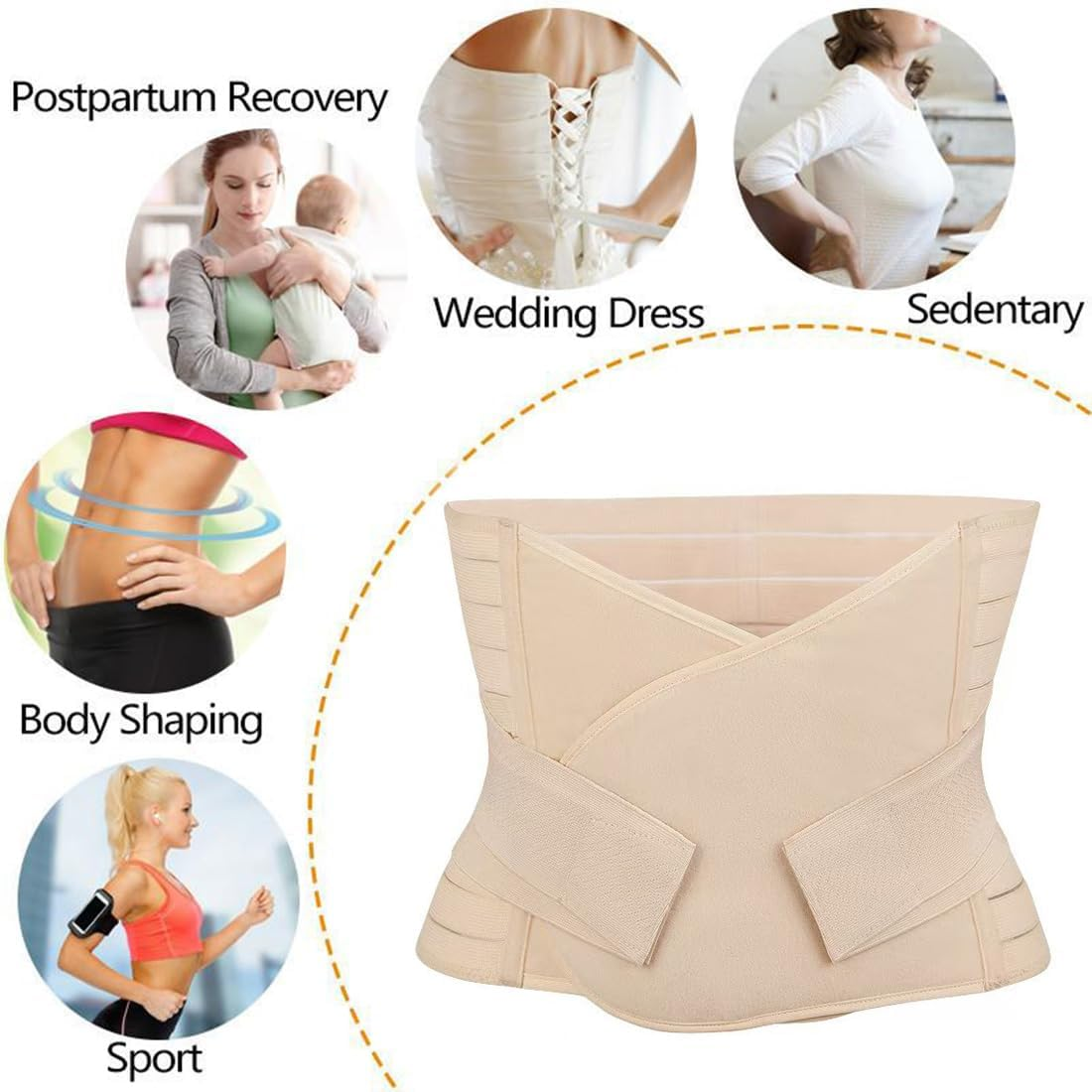 CATOR Postpartum Belly Strap, 3-In-1 Pack for Postpartum Recovery, Postpartum Belly Wrap, Abdominal Band for Pregnancy, Maternity - Belt for Women Body Shaper - Skin Colour image number 2