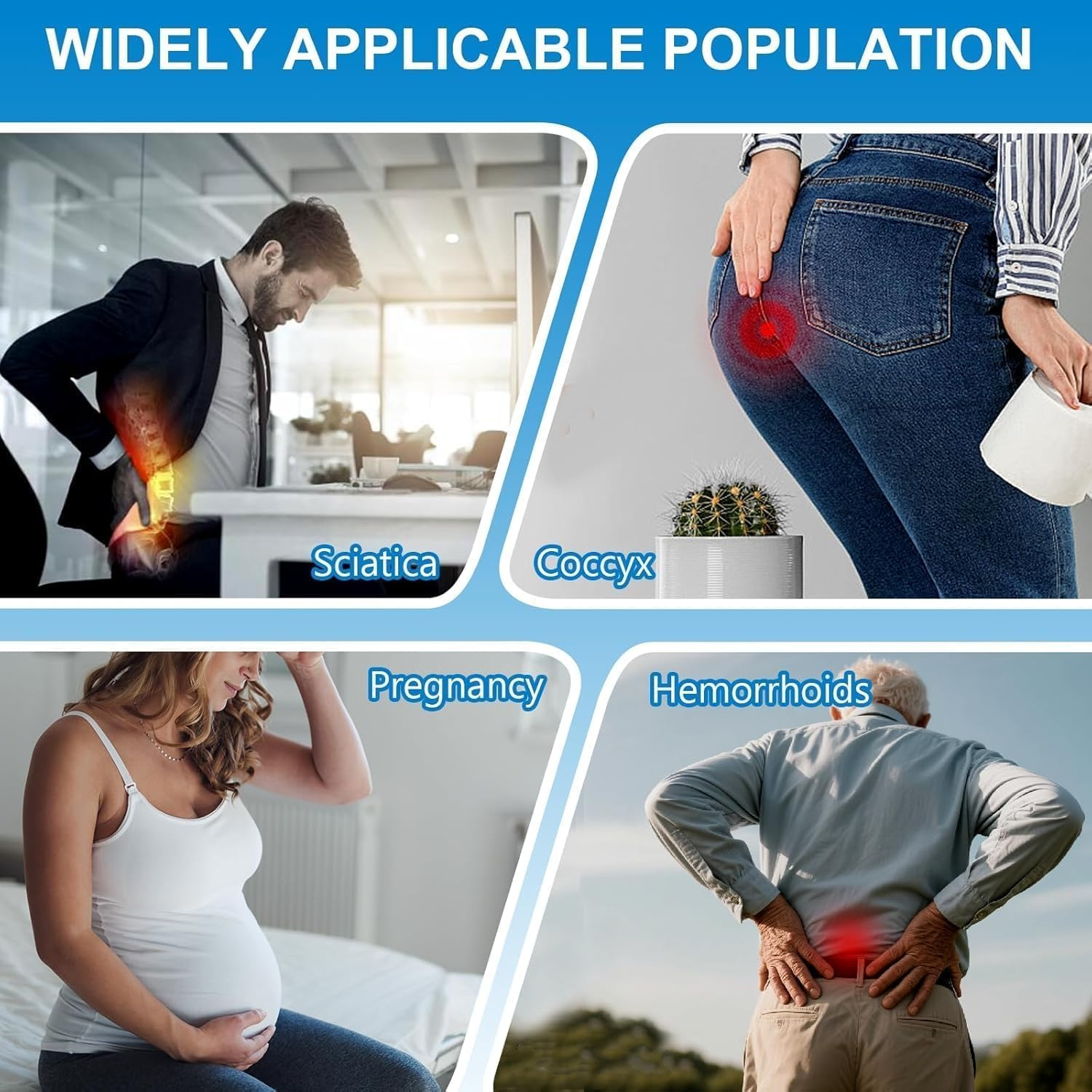 Travel Cushion, Inflatable Seat Cushion, No Air Pump Need, Travel Essentials for Long Flights, Portable Car Seat Cushions for Office Chair, Wheelchair, Camping, Home Living (Black) image number 6