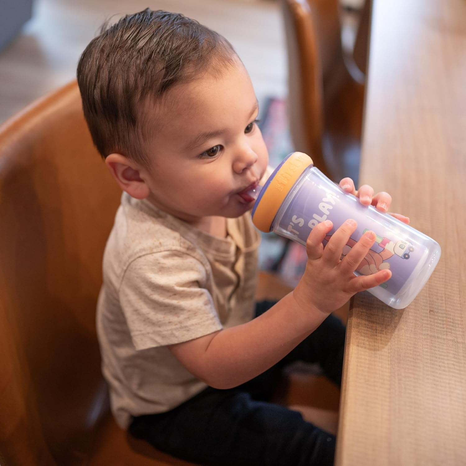 Tomy the First Years Bluey Insulated Straw Spill Proof Cup 266Ml (9Oz) - Bluey Sippy Cups with Straw - Kids Water Bottles - 2 Pack | 9M+ image number 3