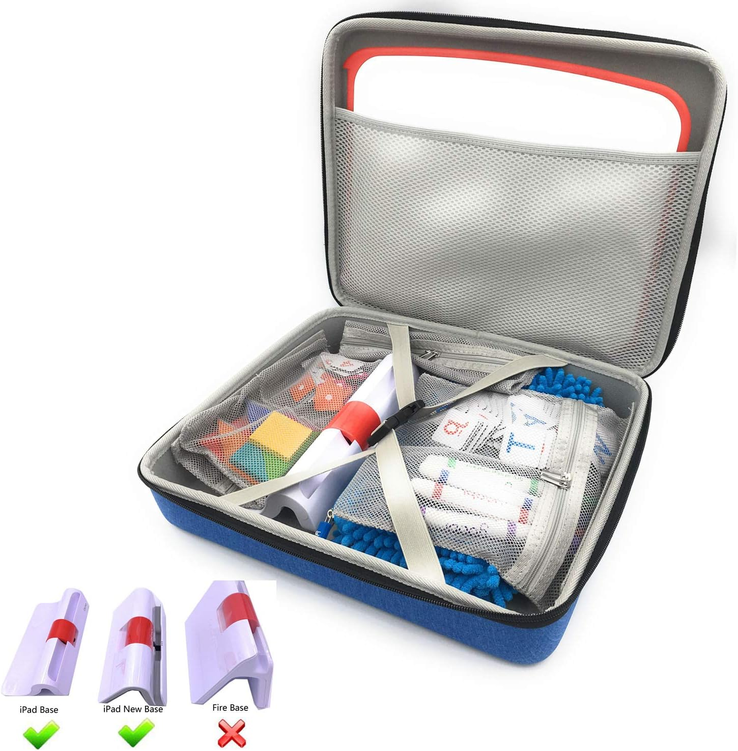 Xcivi Storage Organizer All-In-One Case for Osmo Genius Starter Kit Creative Set, Fits for Base/Starter/Numbers/Words/Tangram/Coding Awbie Game/Monster Pad/Drawing Kit (Blue)