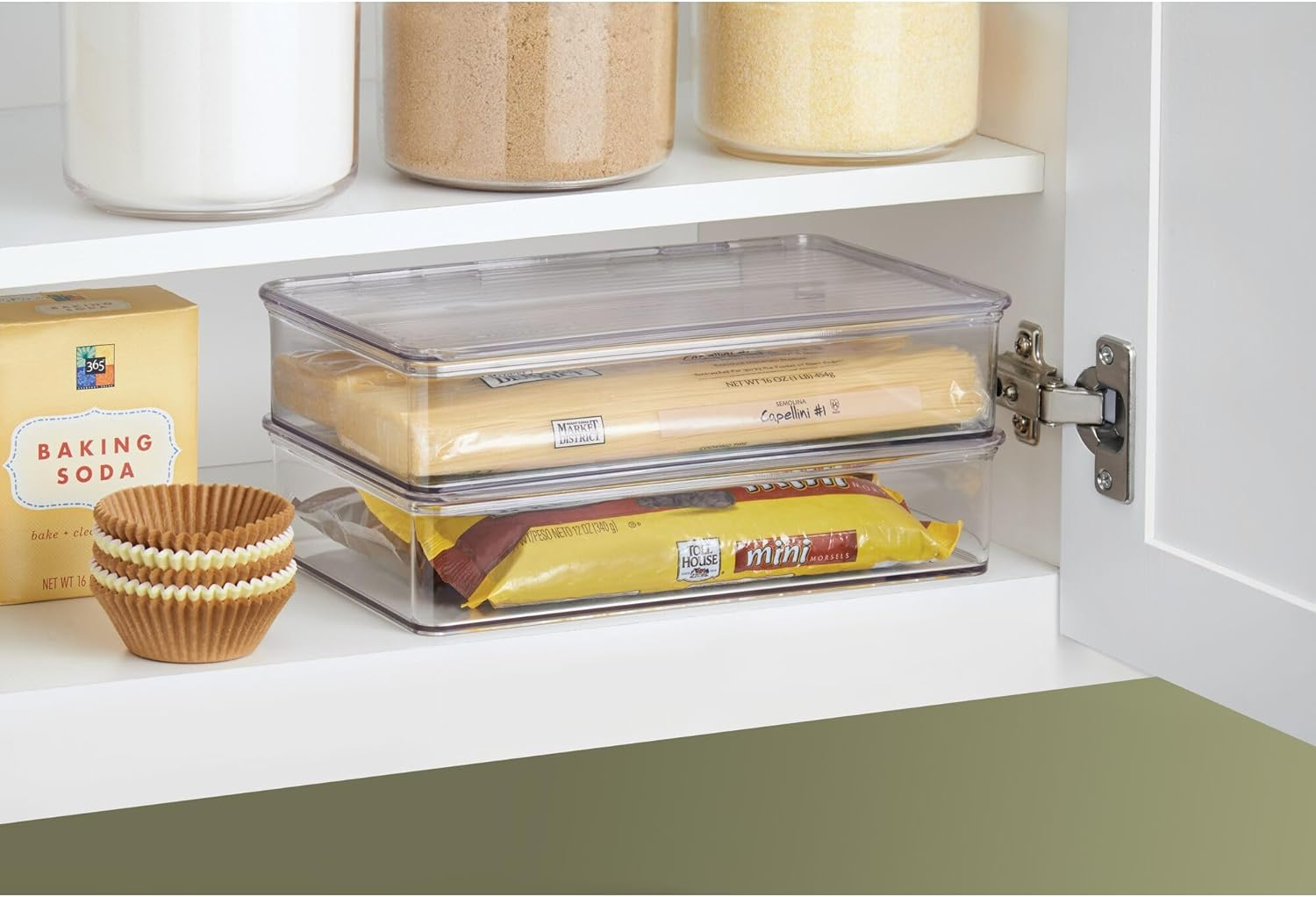 Interdesign Cabinet/Kitchen Binz Stackable Kitchen Storage Container, 7.1" X 10.7" X 2.3", Clear image number 2