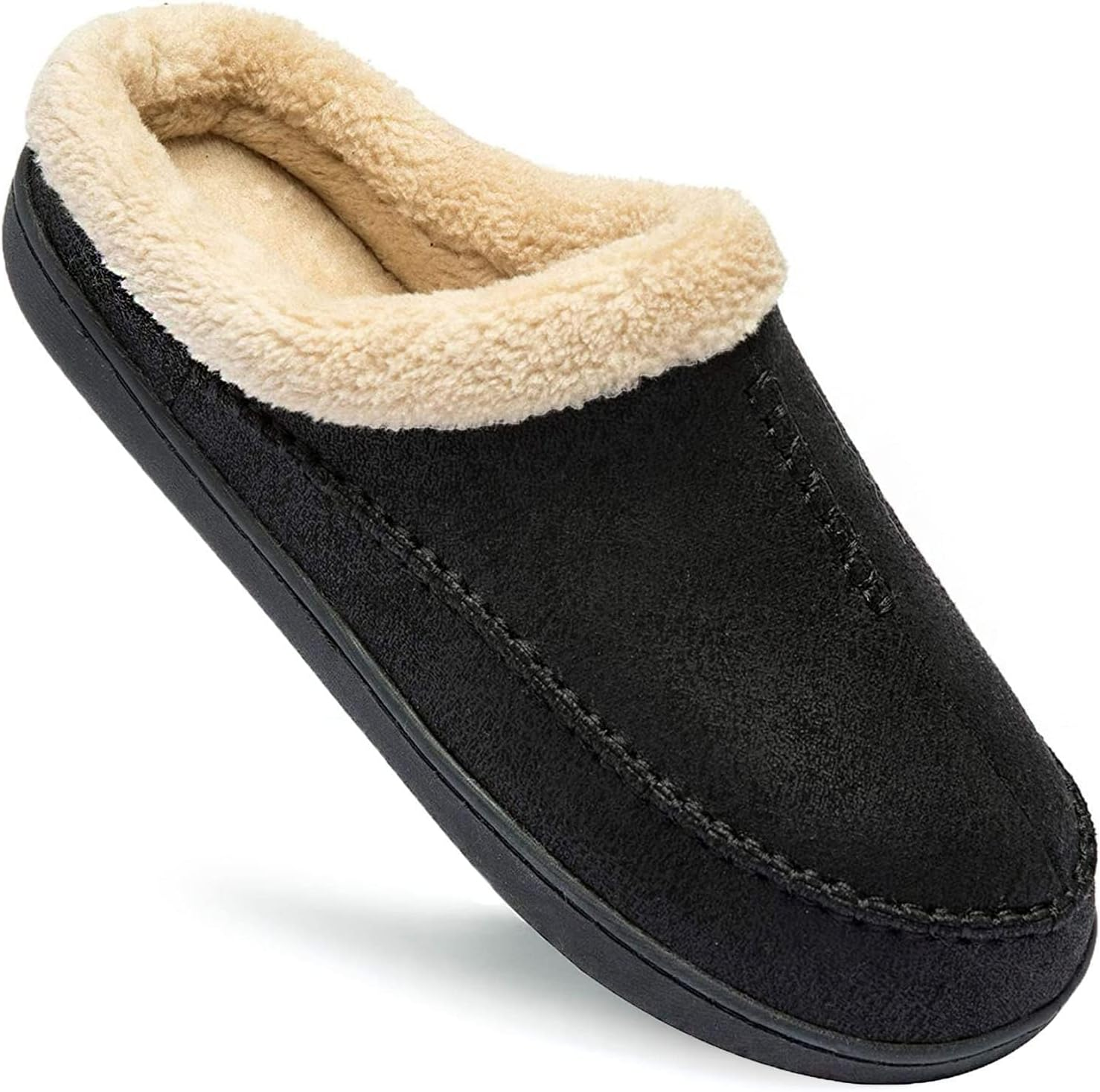 Ranberone Men'S Slippers Microsuede Upper Moccasin House Shoes with Fuzzy Plush Lining Indoor and Outdoor
