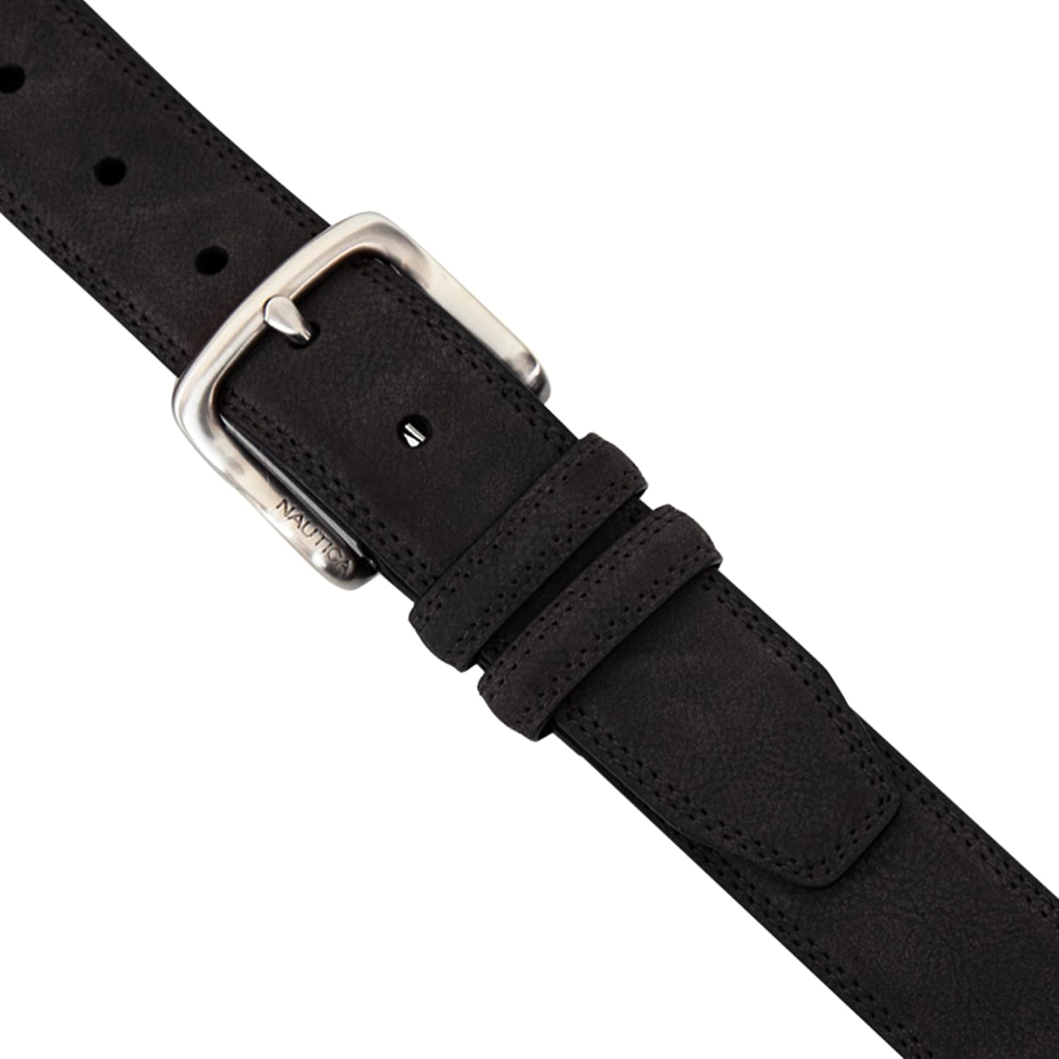 Nautica Men'S Casual Padded Leather Belt with Signature Ornament