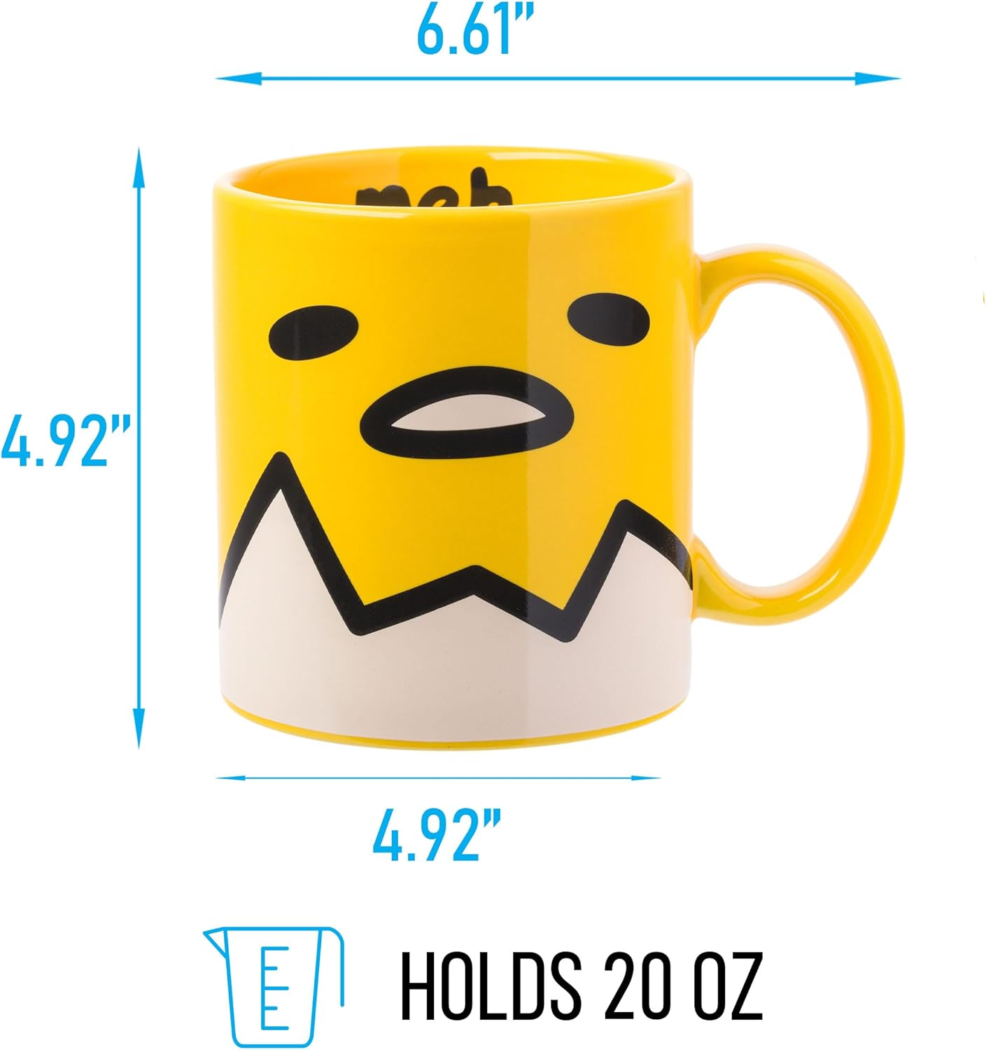 Silver Buffalo GUD20534 Sanrio Gudetama Face Ceramic Mug, 20-Ounce, Yellow image number 6