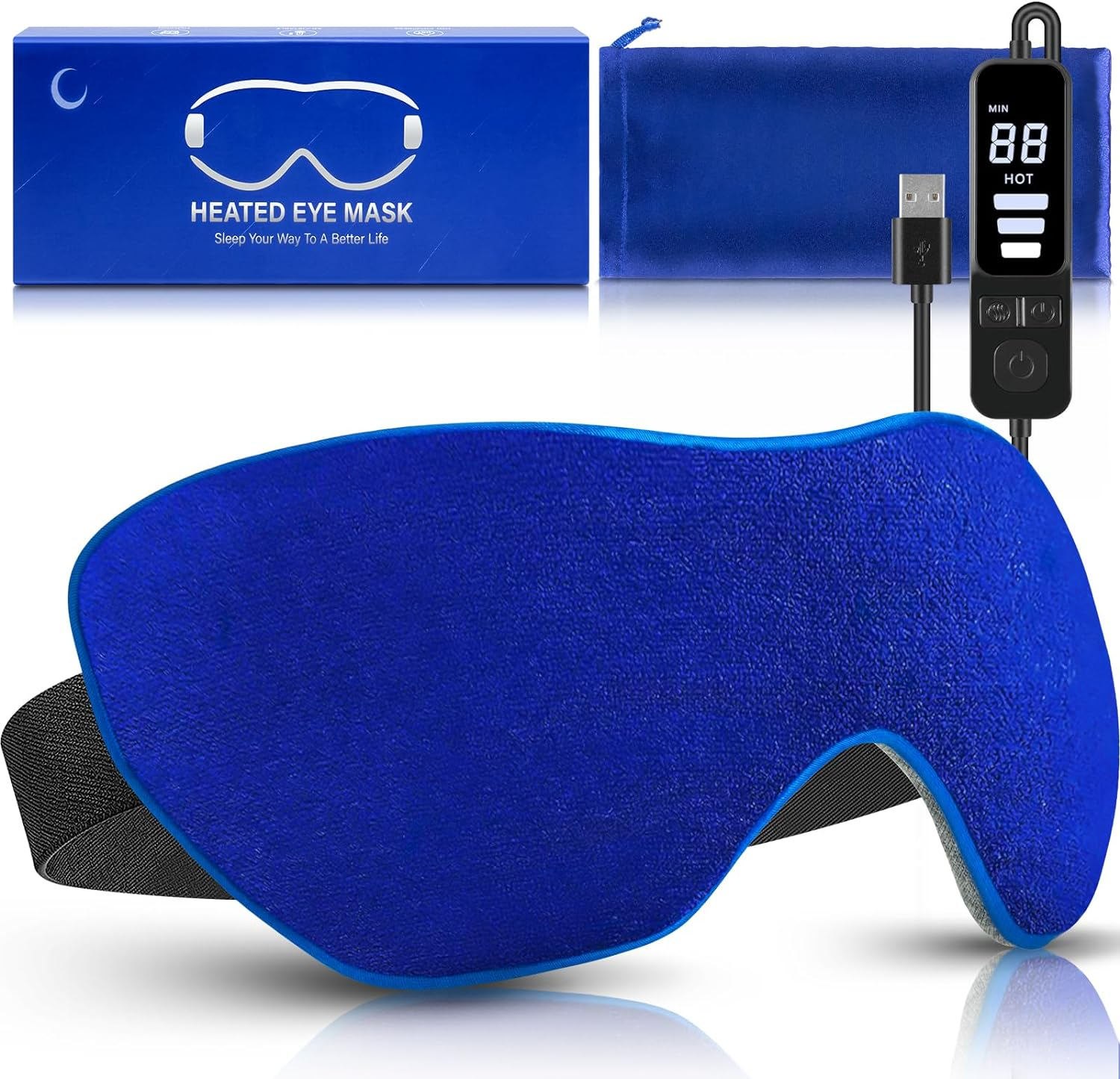Heated Eye Mask, Washable Dry Eye Mask Heat Eye Compress with Flaxseed, Warm Eye Compress Heating Pad with Temperature Timer Control for Sleep, Blepharitis, Dark Circles, MGD, Puffy Eyes image number 3
