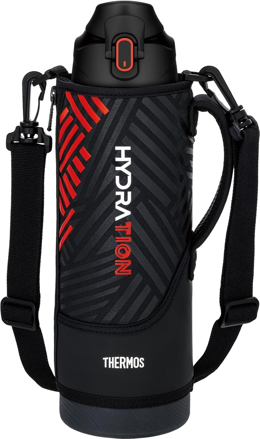 Thermos FJS-1500F BKPL Vacuum Insulated Sports Bottle, 4.1 Gal (1.5 L), Black Purple, for Cold Insulation, Includes Pouch, Shoulder Friendly Strap