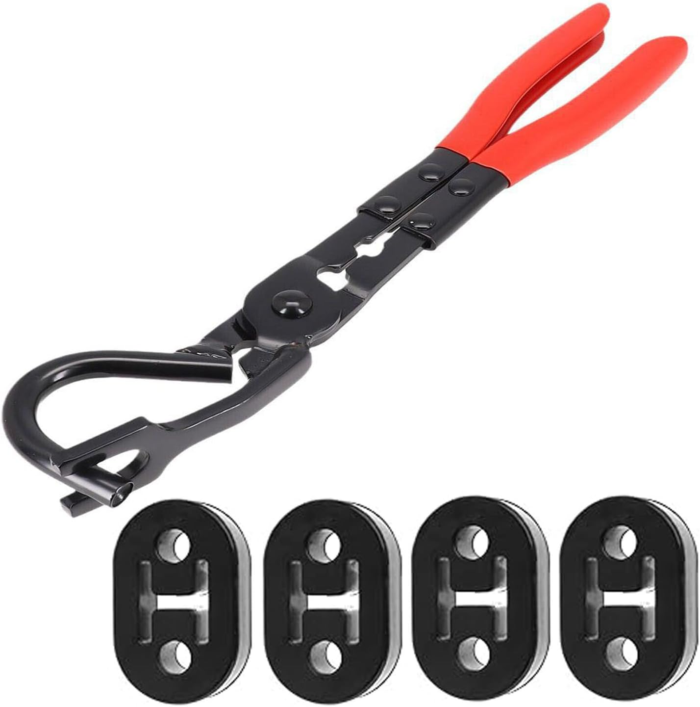 Exhaust Hanger Removal Pliers 1 PCS and 2 Hole Rubber 4PCS, Universal Tool Hangers Insulators Muffler Hanger, for Cars Truck SUV 10" 2/4 Set Isolator Support Exhaust Removal Pliers (5 Pcs) image number 4