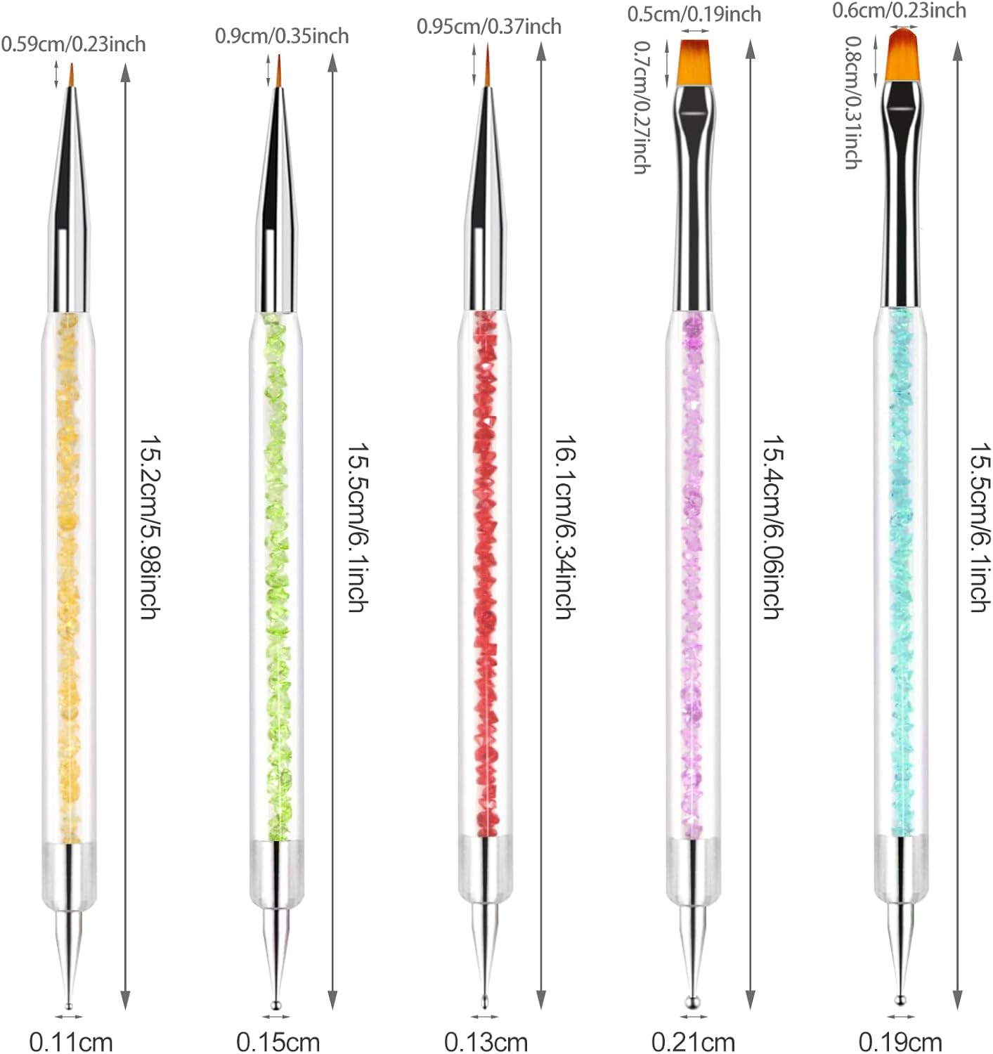 Sularpek Nail Art Brushes, 5 Pcsdouble-Ended Brush and Dotting Tool Kit, Nail Art Point Drill Drawing Brush Pen, Uv Gel Nail Brush, for Nail Art Design, Painting Detailing image number 1