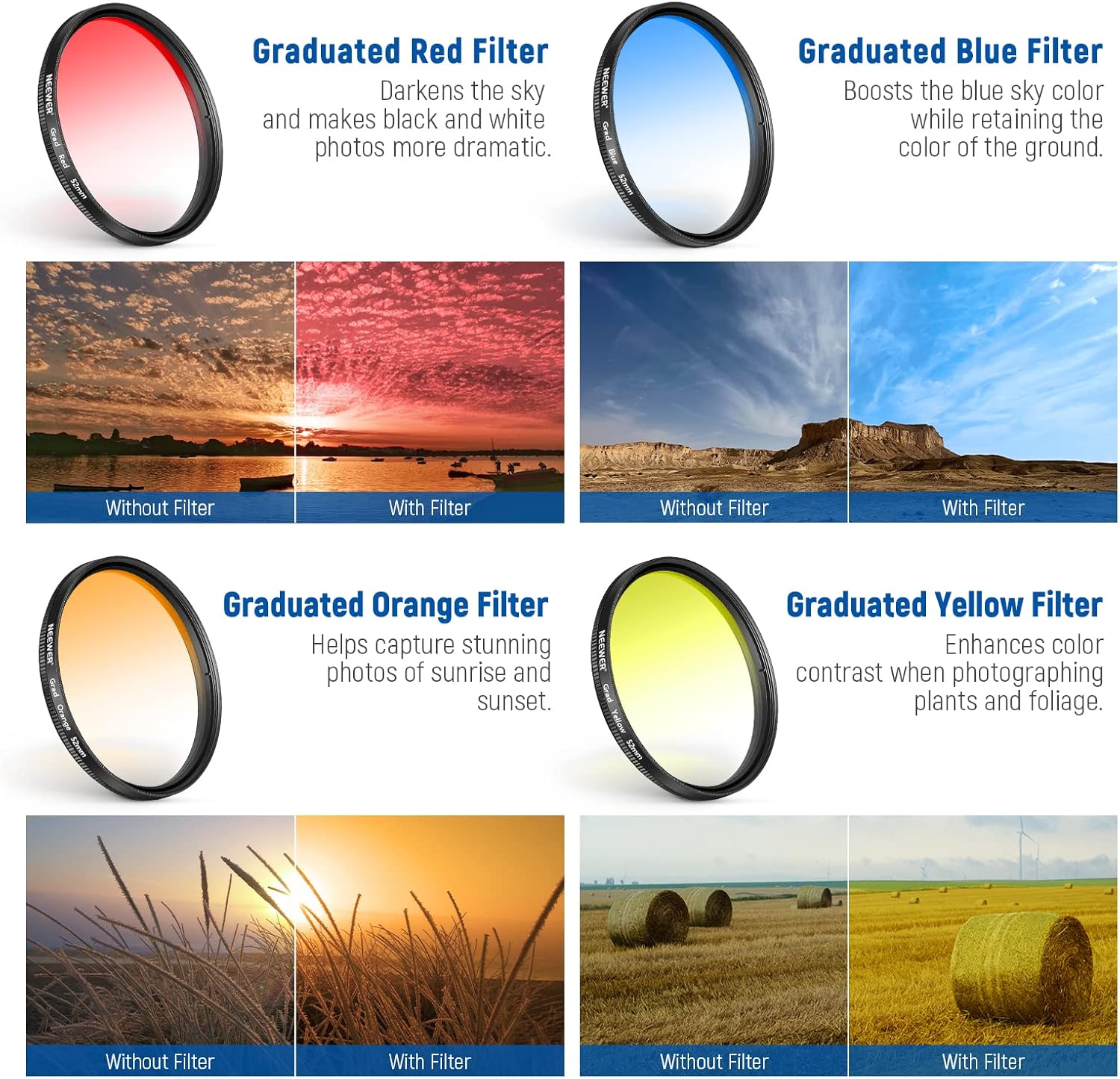 NEEWER 52Mm ND + CPL + Star + 4 Graduated Color Filter Set with Phone Lens Clamp Compatible with Iphone 17 16 16E 15 14 Pro Max plus Canon Nikon Sony Camera image number 5