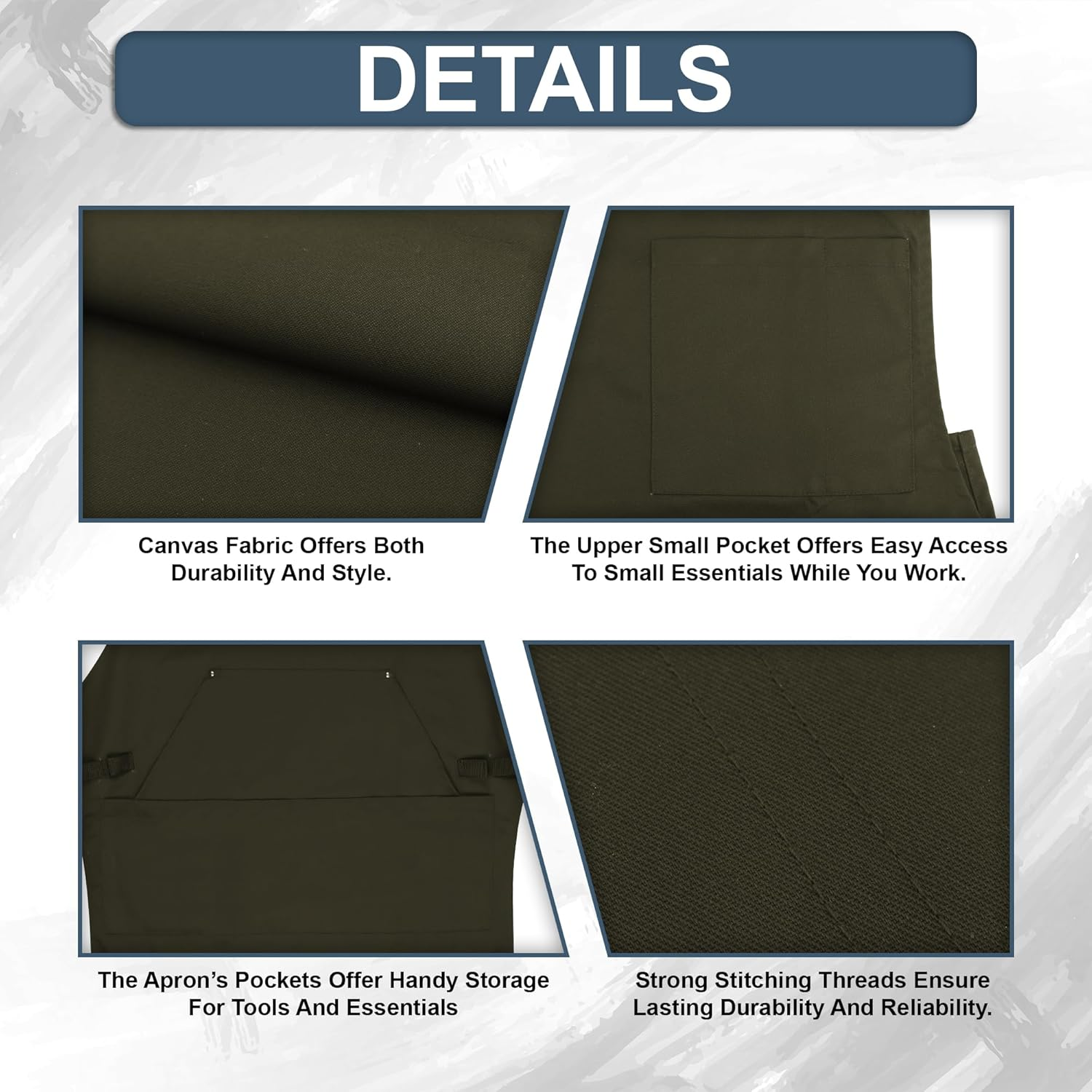 Premium Multi-Use Cotton Canvas Apron &ndash; Durable 10Oz Adjustable Aprons for Cooking, BBQ, Crafting with Pockets, Brass Hardware, Aprons for Women and Men, Chef Apron, Waterproof Apron - Blue image number 3