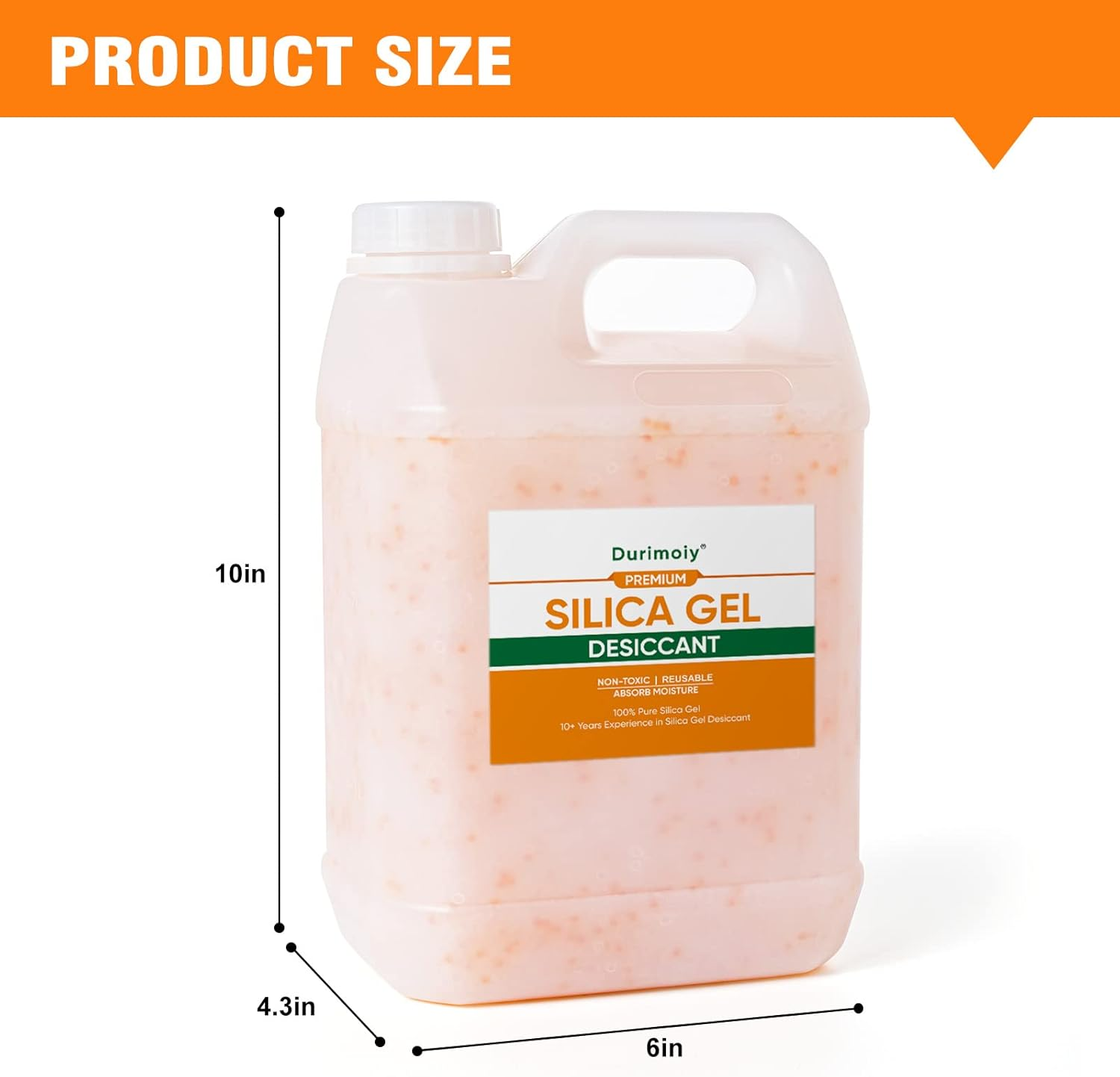 Durimoiy 5.2 LBS Silica Gel Beads Reusable Indicating Desiccant Beads Silica Gel Desiccant for Electronic Drying, Cabinet Storage (Industry Standard 2-4 Mm) image number 1