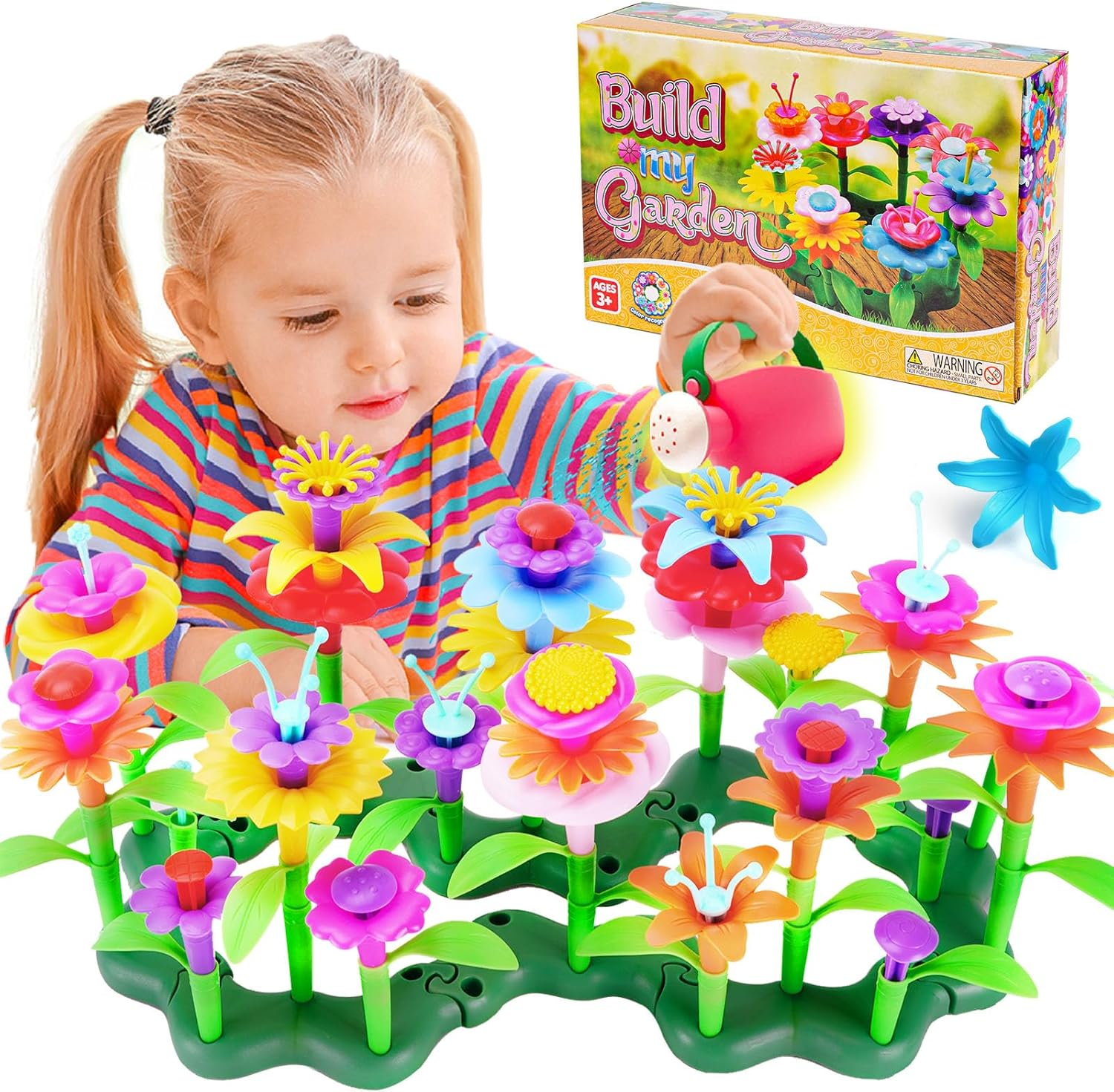 99Pcs Flower Garden Building Toys Set -Spring Toys for 3 4 5 6 7 8 9 Years Old Girls, STEM Montessori Educational Toys for Toddlers Kids,Sorting & Stacking Building Block for Birthday Gifts image number 1