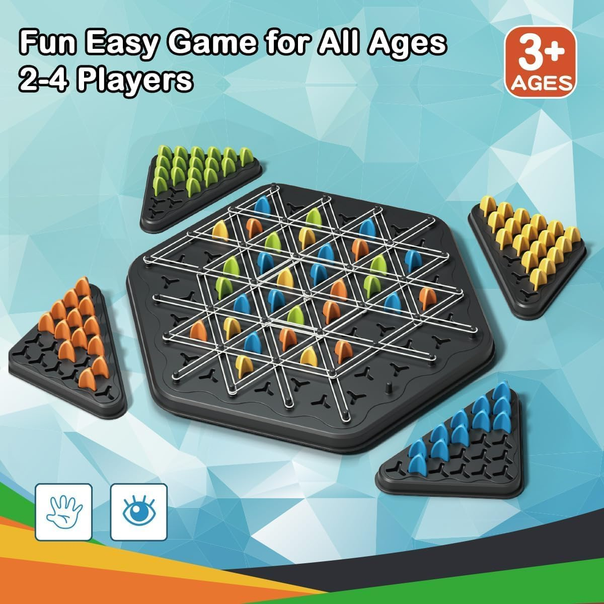 Chain Triangle Chess Game, Board Games for Family Night, Family Games for Kids and Adults, 2 to 4 Players image number 4