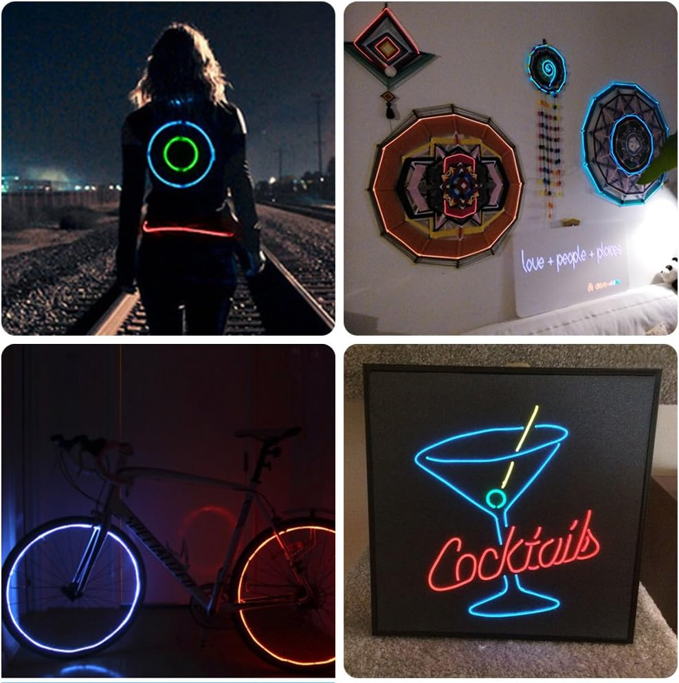 Danzix 10 Pack 3Ft Portable EL Wire, Neon Light for Halloween Christmas Party Decoration Home Improvement - 10 Colors image number 2