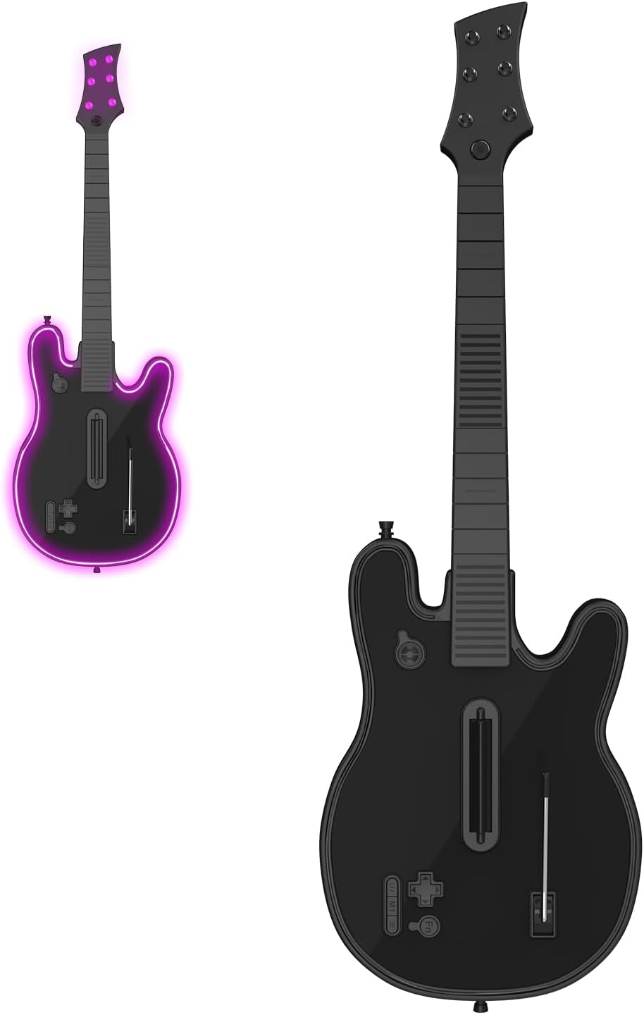 JJDWIN Wireless Guitar Hero Controller for PS4/PS3/PC with RGB Light, Rock Band & Clone Hero Games,  Festival with Strap & Wireless Dongle,Black image number 1