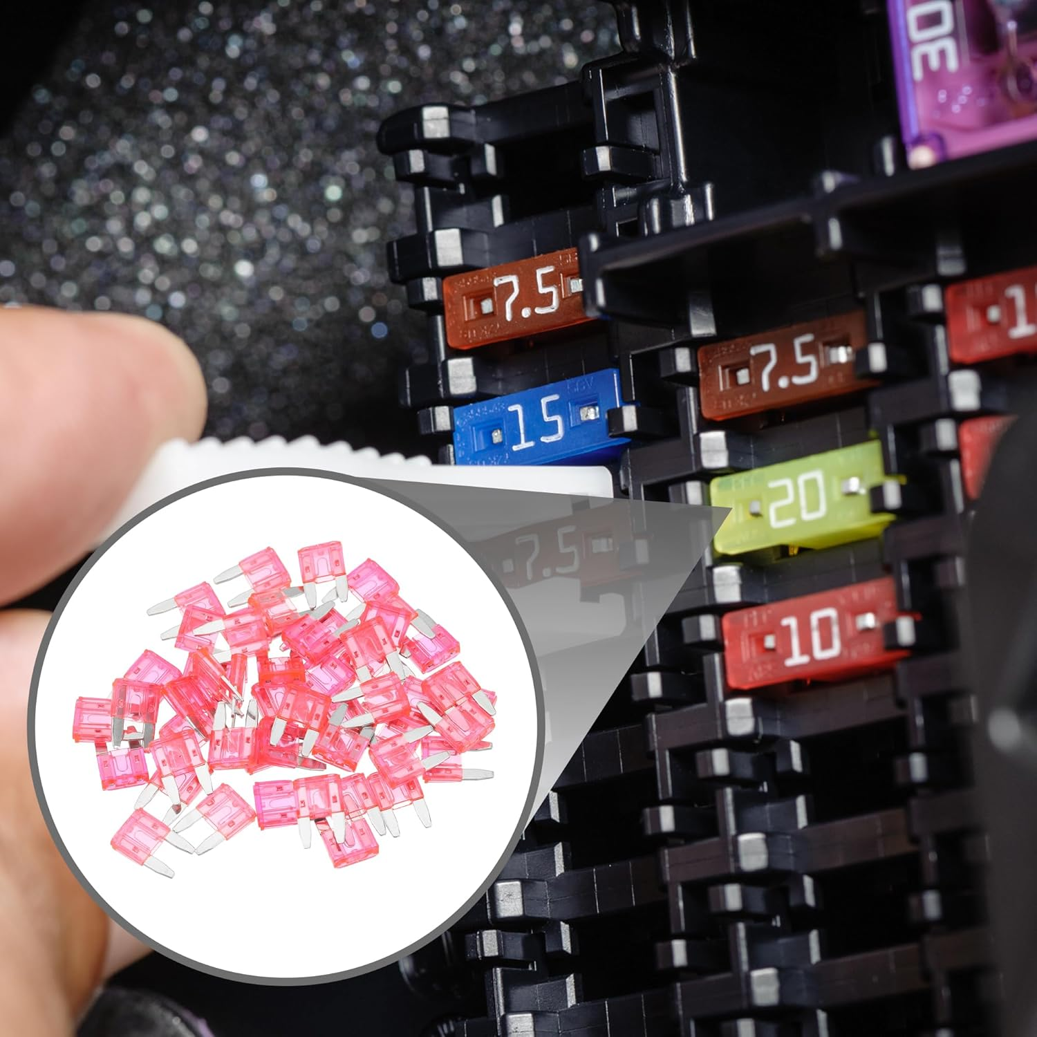 X AUTOHAUX 50 Pcs Mini 4AMP APM/ATM Universal Car Fuse Blade Style Fuses Short Circuit Protection - Automotive Car Boat Truck SUV RV - Plastic Metal Pink image number 4