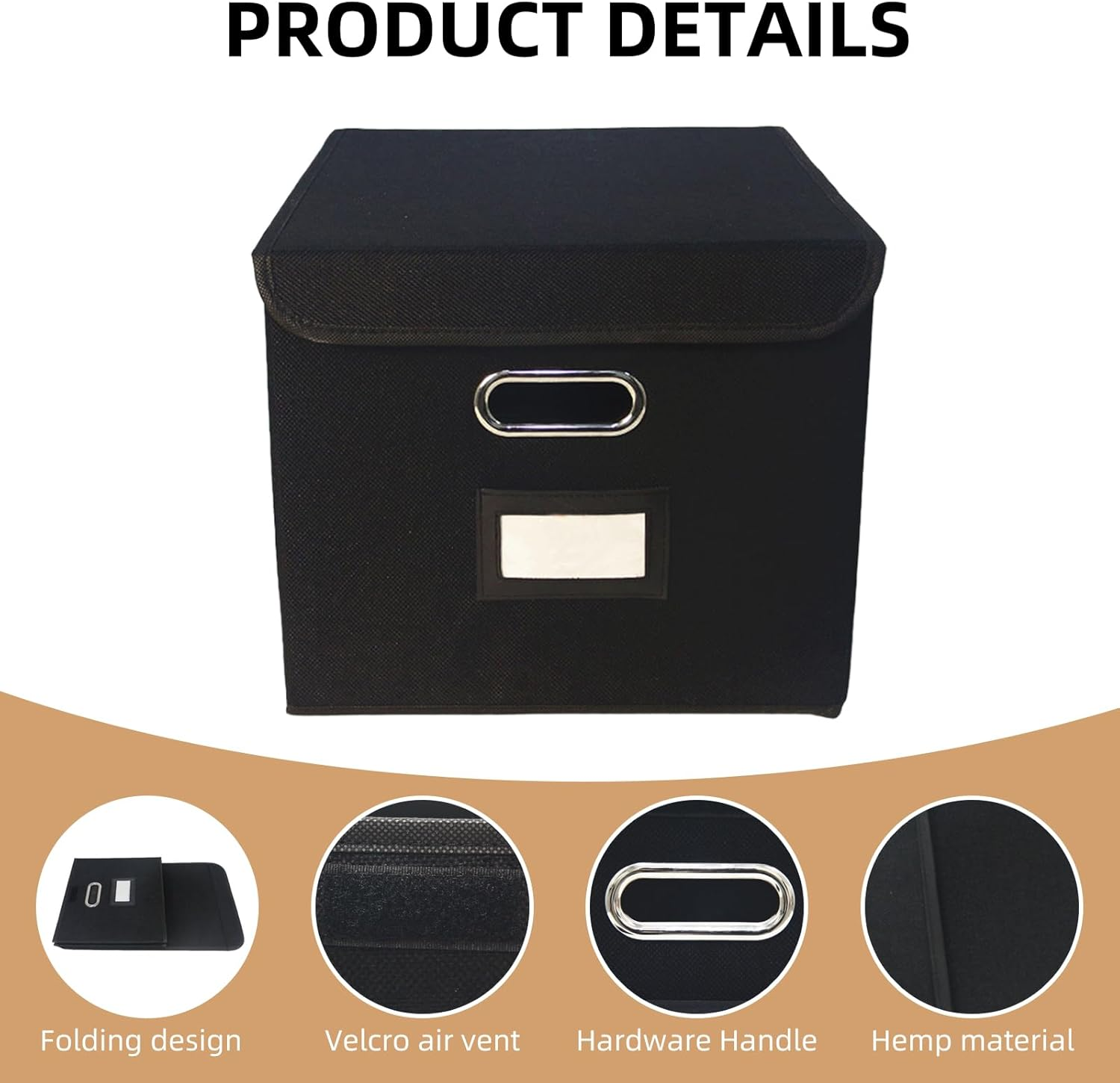 Upgraded Portable File Organizer Box, Large Linen Hanging Office Document Storage Box with Lid, Collapsible Filing & Storage Boxes for Office/Decor/Home. (Light Gray) image number 3