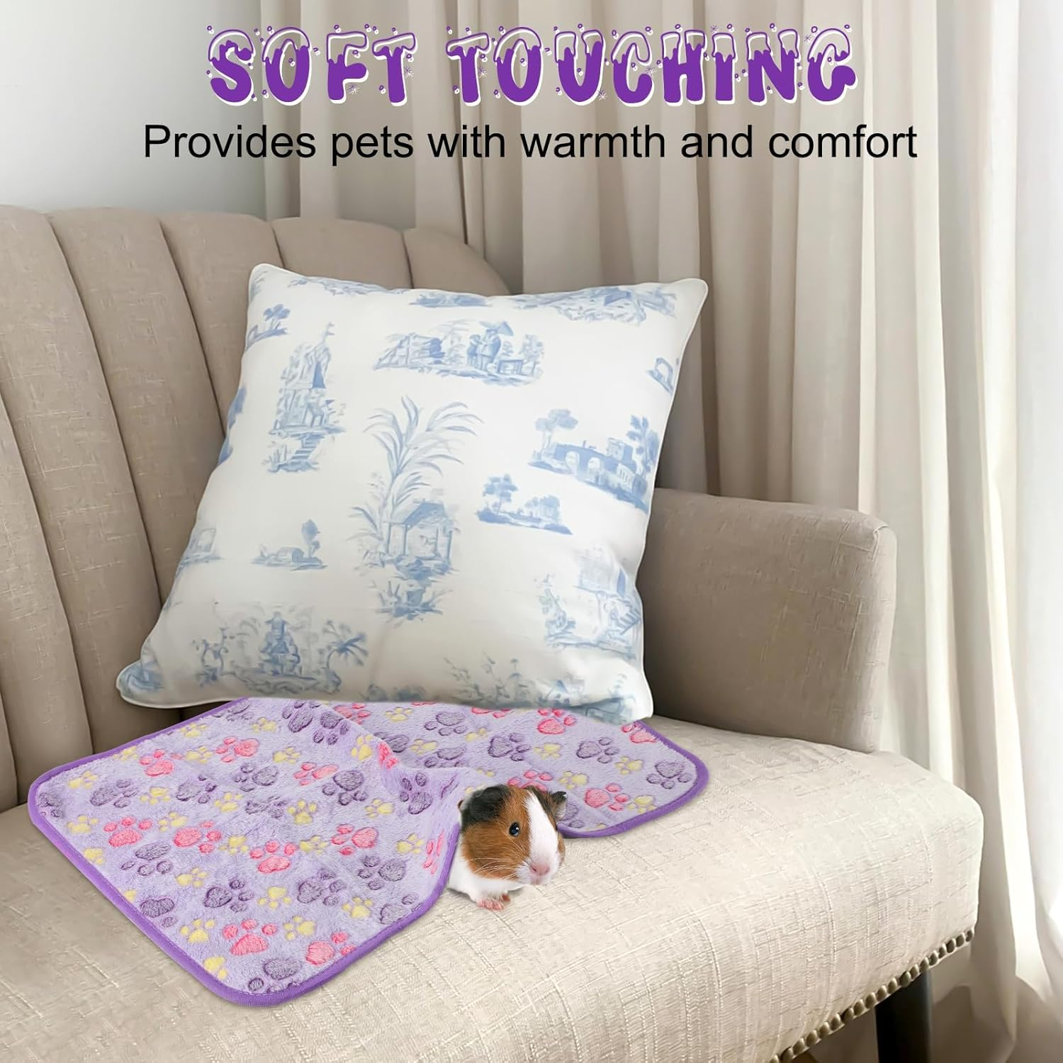 Waterproof Guinea Pig Blankets Washable 3 Pack Small Animal Fleece Cage Liners Pet Soft Sleep Mat Pad Cover Warm Flannel Throw for Hamster Guinea Pig Rabbit Chinchilla Hedgehog Ferret 23"&times;16" image number 1