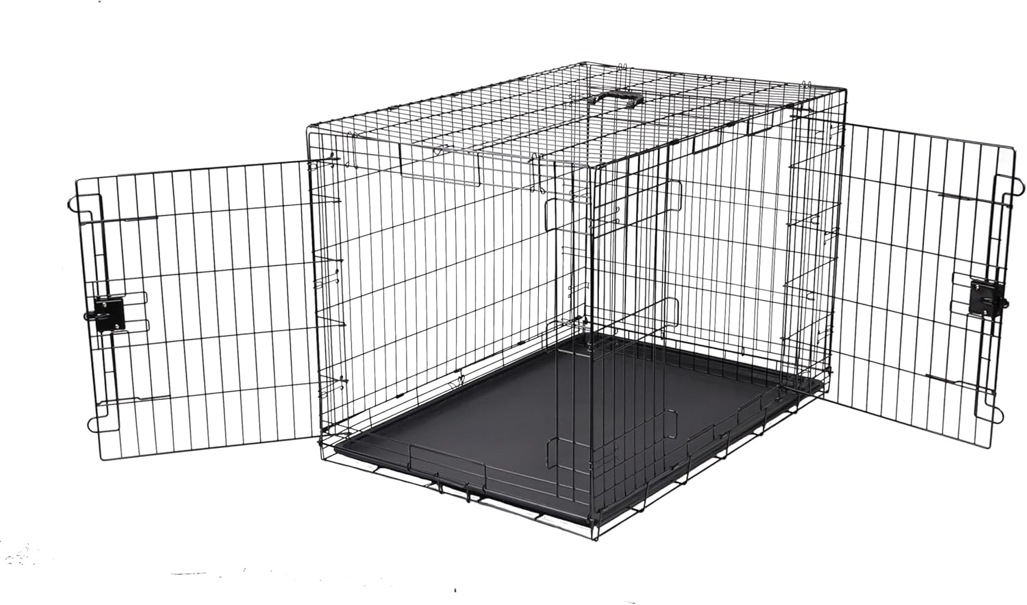 Amazon Basics Foldable Metal Wire Dog Crate with Tray, Double Door, 91Cm Length, Black image number 4