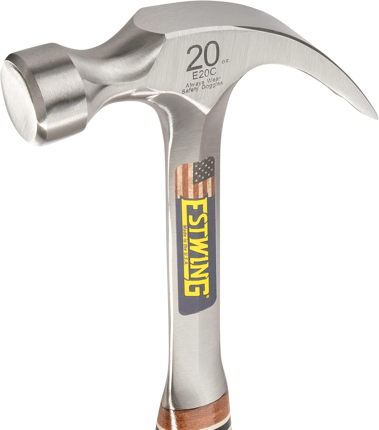 Estwing E20C 20 Oz Curved Claw Hammer with Smooth Face & Leather Grip image number 1