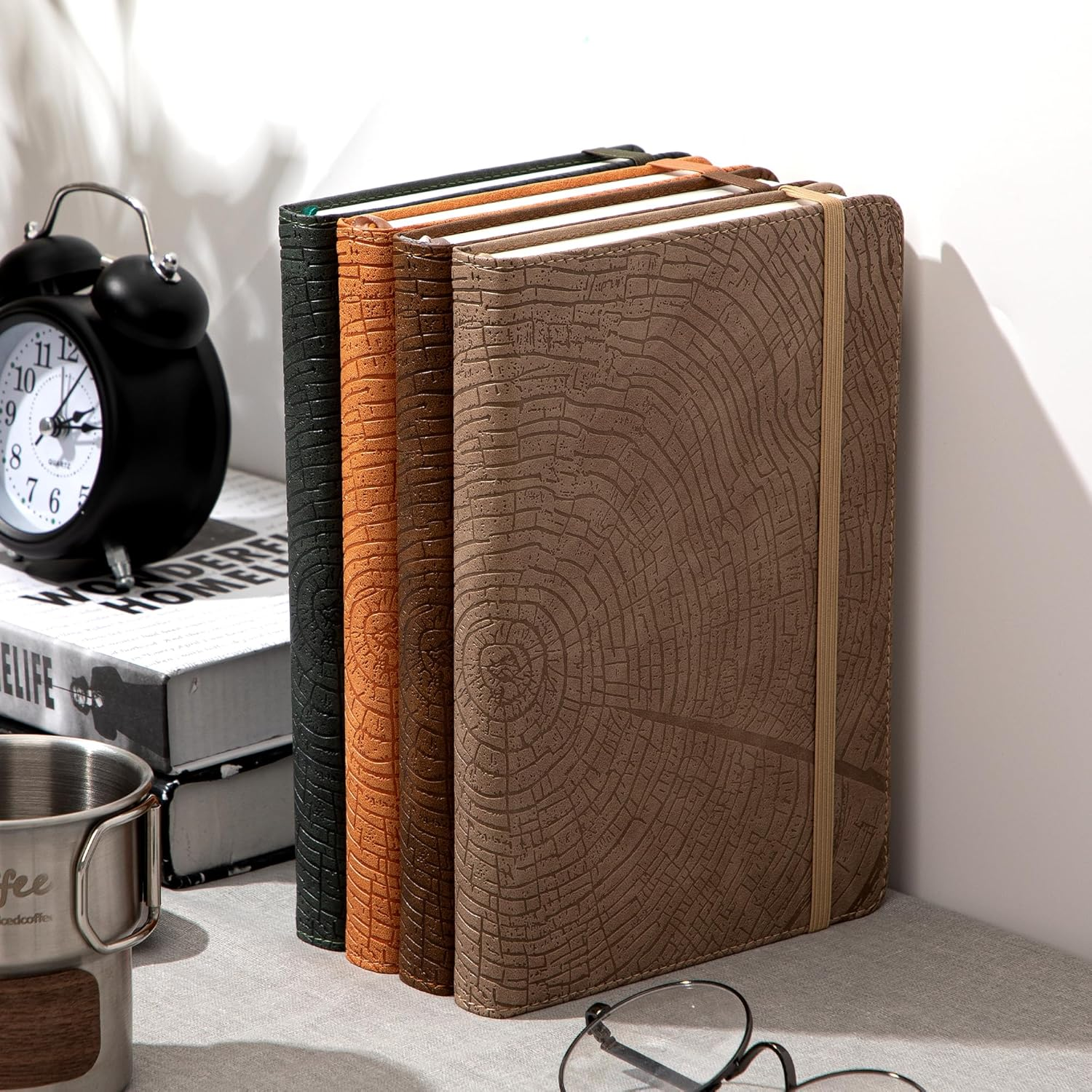 CAGIE Lined Journal for Writing, A5 Tree Growth Ring Leather Bound Journal Notebook, 256 Pages 100 GSM Journals for Men Women, Hardcover Journaling Notebooks for Work, Note Taking - Khaki image number 7