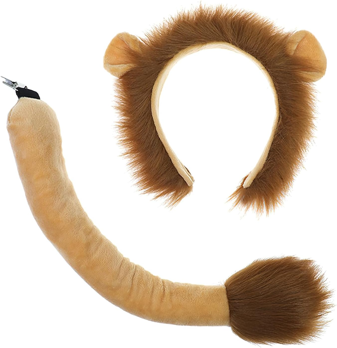 Lion Ears Headband and Tail Set, Carnival Animal Ear Headband, Halloween Animal Role-Playing Costume Accessories Suitable for Children, Teenagers and Adult Role-Playing Parties