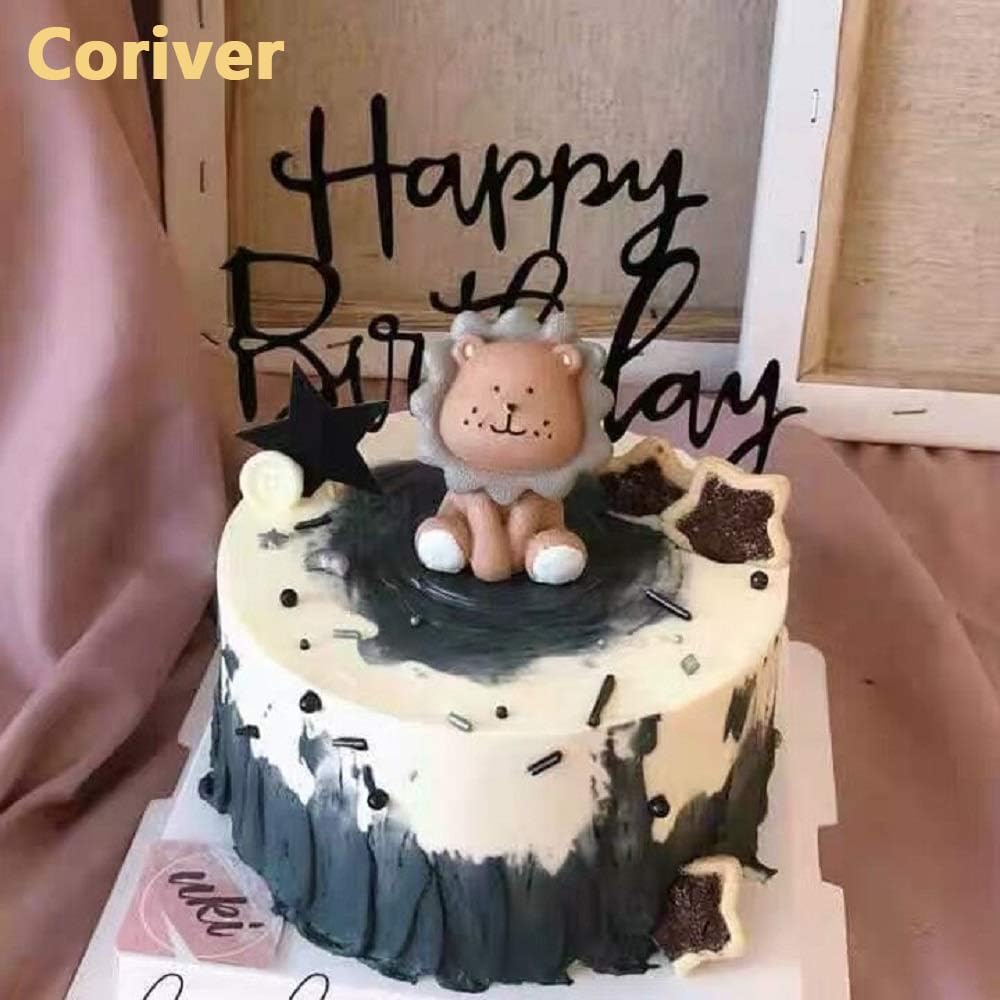 Pack of 12 Happy Birthday Cake Toppers, Acrylic Glitter Cupcake Toppers for Birthday Cake Decorations (Gold, Rose Gold, Silver, Blue * 3)