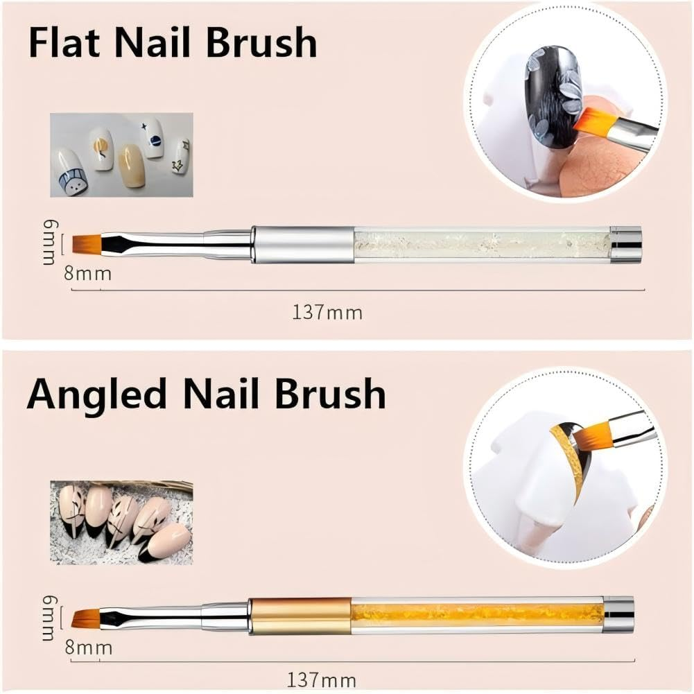 Double Ended Nail Art Brushes Set, 5PCS Nail Design Brushes Dotting Pen Multifunctional Nail Design Tools Kit,Nail Gel Polish Brush for Home DIY Salon image number 3