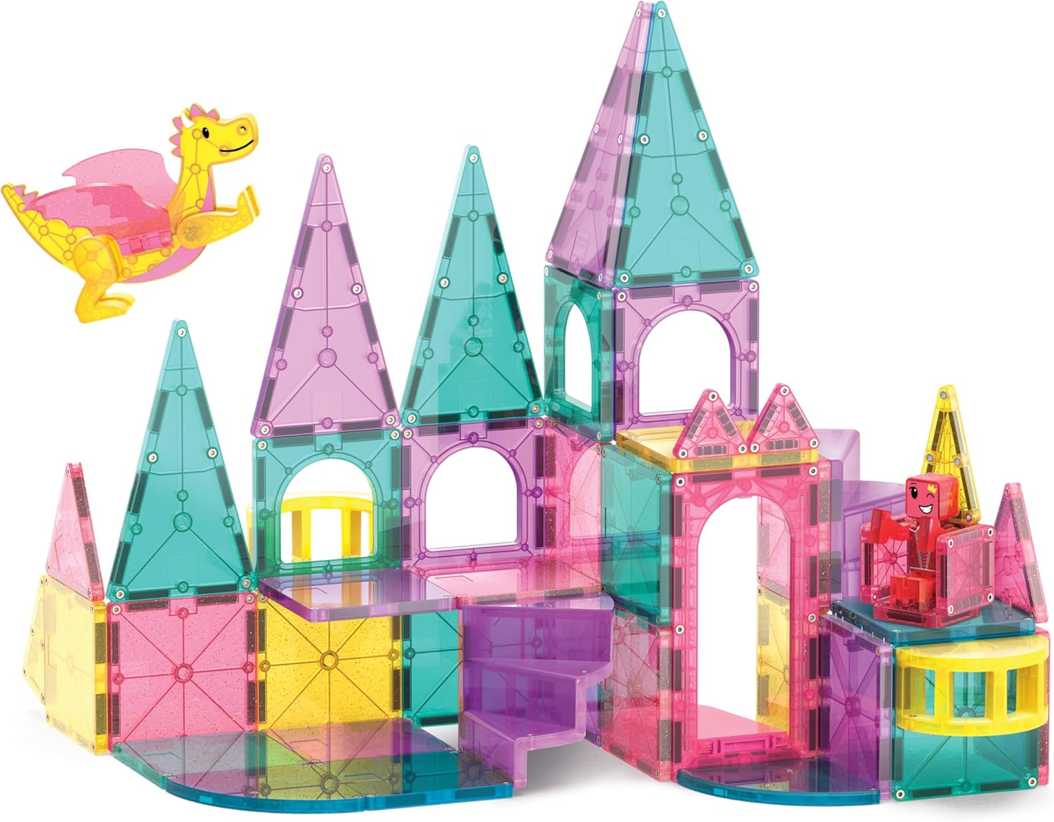 MAGNA-TILES - Castle DLX + Micromags - 48 Piece Set image number 2