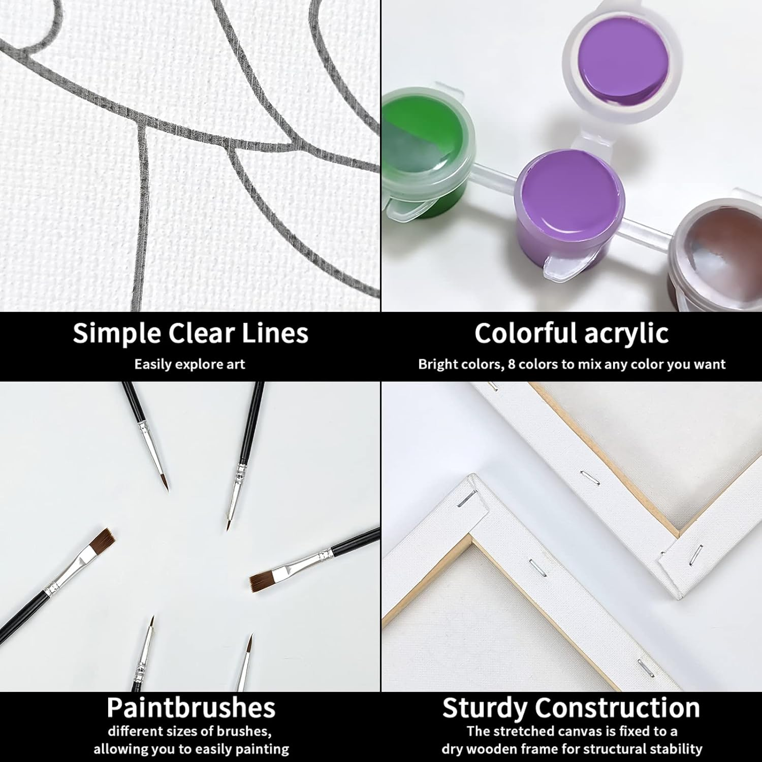 VOCHIC Couples Paint Party Kits Pre Drawn Canvas for Adults for Paint and Sip Date Night Games for Couples Painting Kit 8X10 Starry Sky Couple (2 Pack) Valentine image number 4