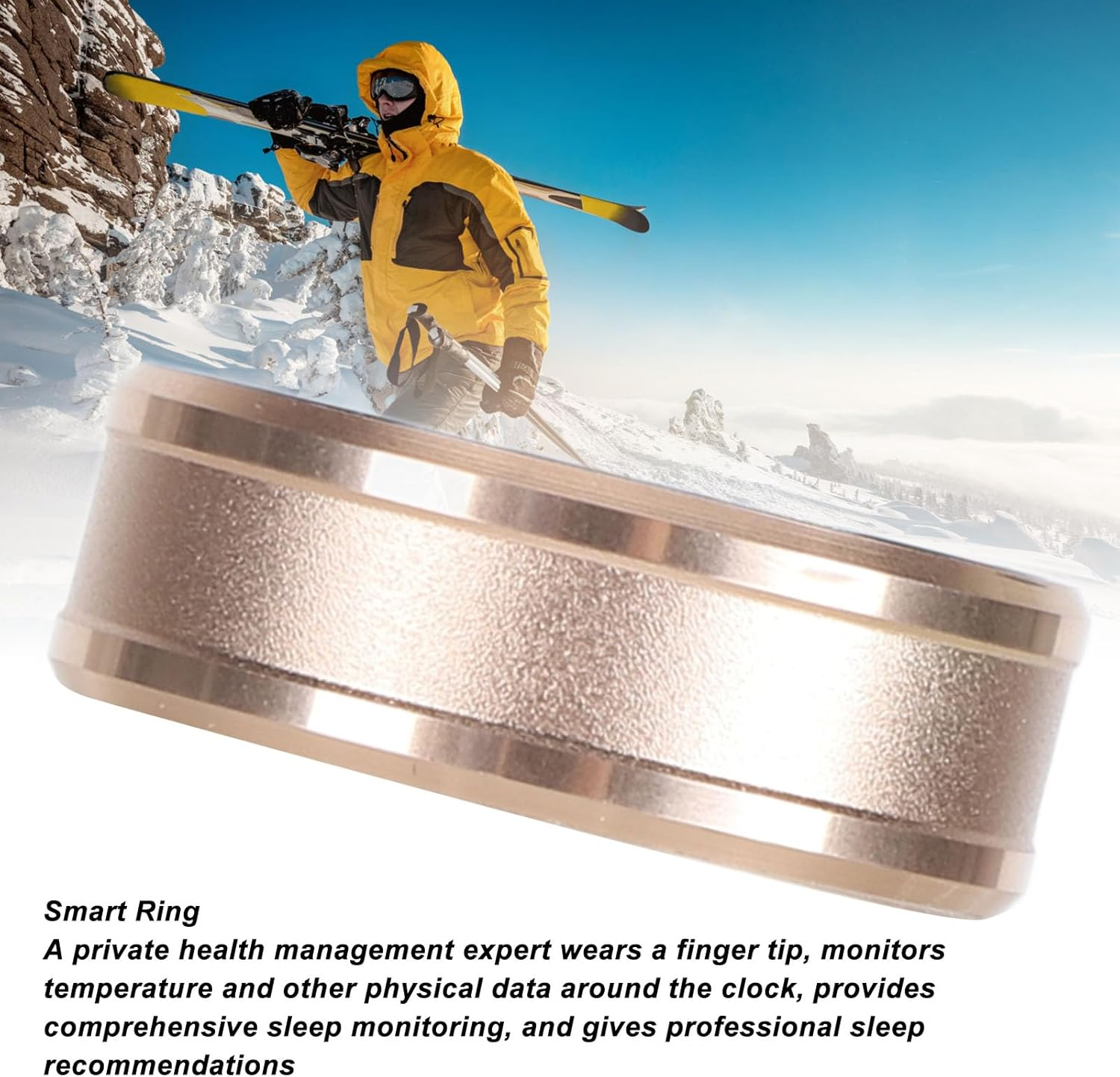 Smart Ring Health Tracker for Men and Women, BT 5.1 NFC Sleep Body Temperature Monitoring Step Counter, IP68 Smart Ring for Video Scrolling Book Page Flipping (Gold) image number 5