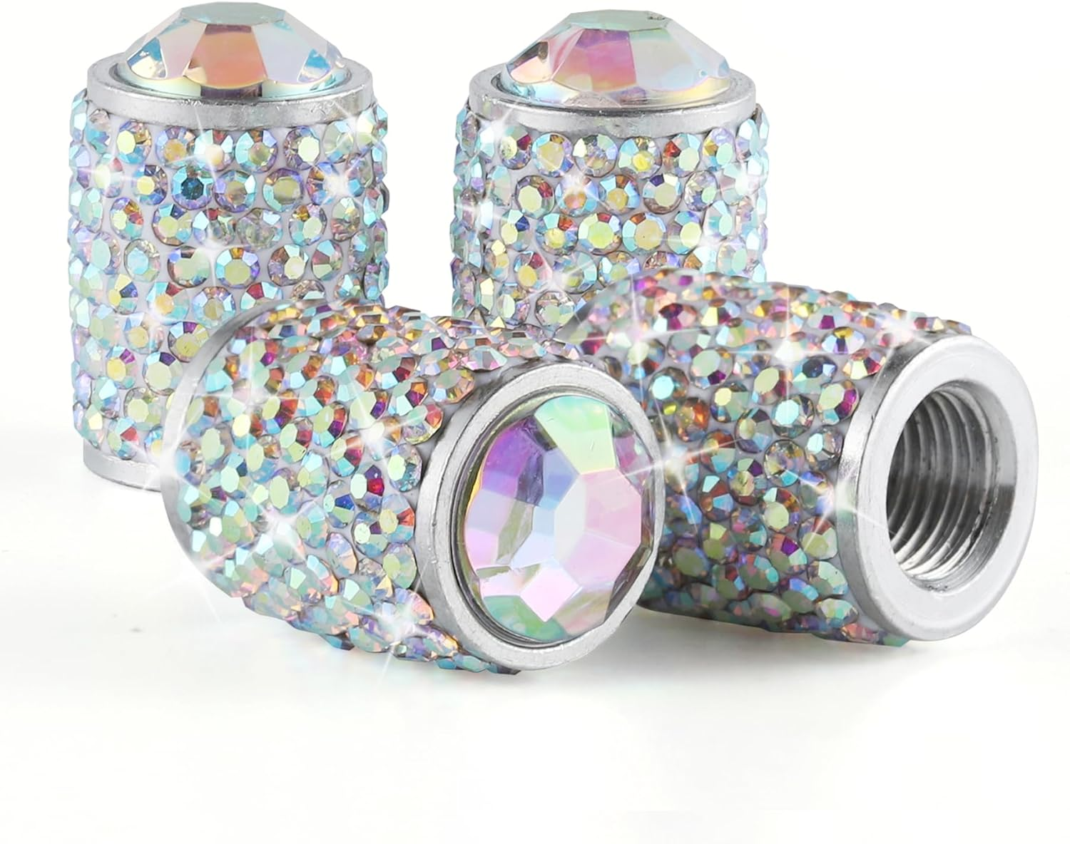 Alpmosn Car Wheel Tire Valve Caps, 4 PCS Bling Tire Valve Caps, Crystal Tire Caps Shinny Rhinestone for Women, Universal Car Dustproof Tire Valve Caps for Cars, Trucks, SUV and Motorcycles (AB)