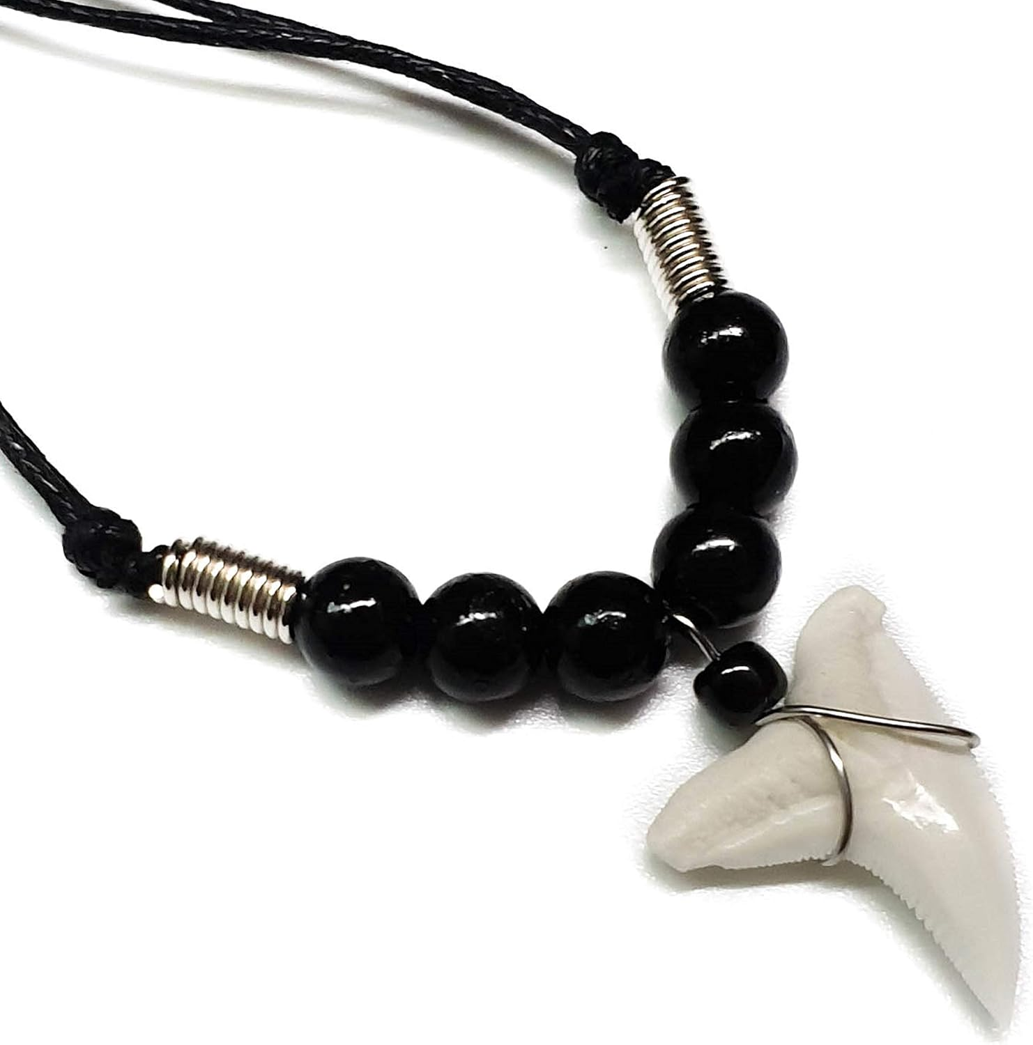 Swimmi Genuine Shark Tooth Necklace, Mako Shark Tooth Necklace for Men, Cool Seed Beads Beach Necklace for Men and Women (AA213), Shark Tooth, Shark Tooth image number 2
