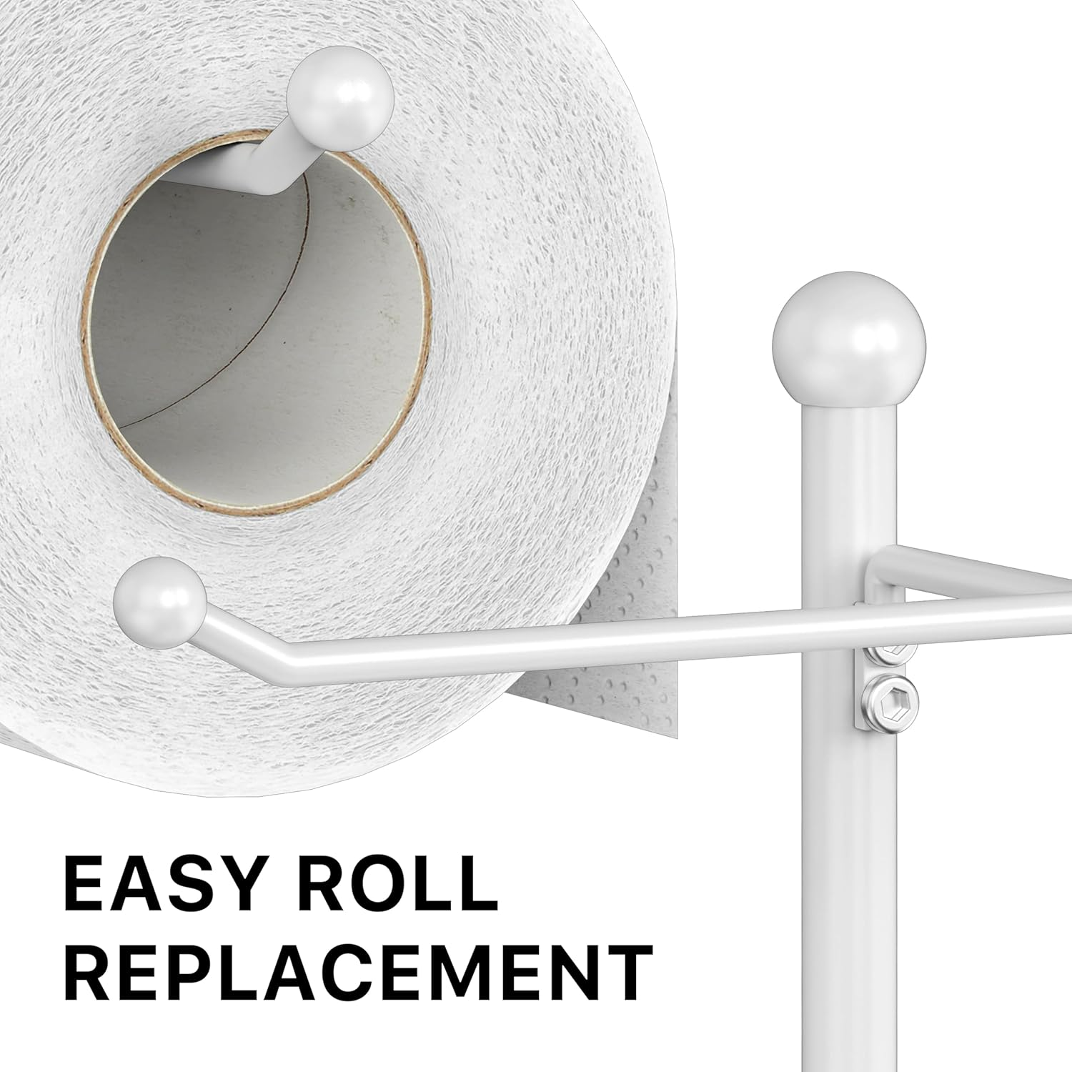 Simple Houseware English Style Bathroom Toilet Roll Holder Stand, White