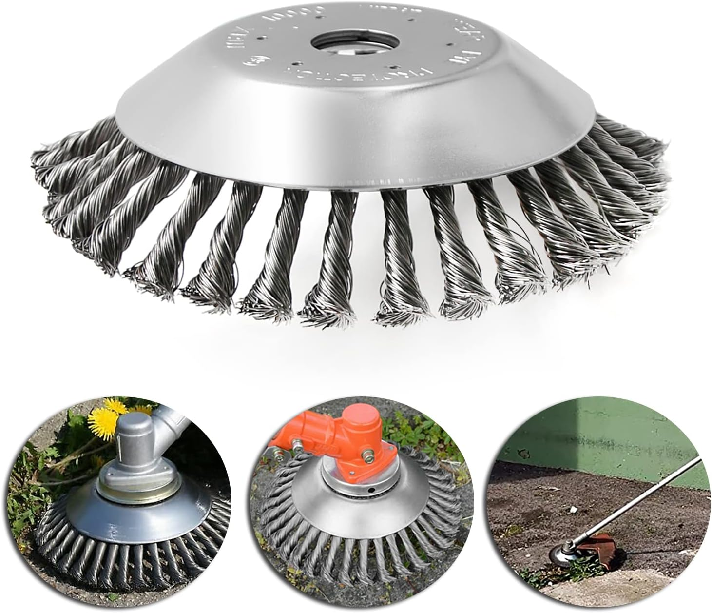 MDEOOSKY 8Inch Steel Wire Rotary Brush, 8'' Cutter Trimmer Head Universal Adapter Kit, Replacement for Stihl Replacement for Husqvarna image number 5