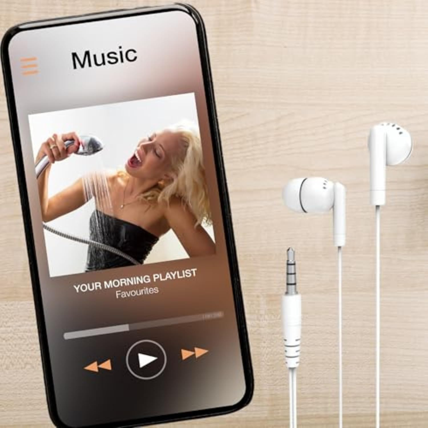 Laser Earbud Headphone with Mic in White image number 3