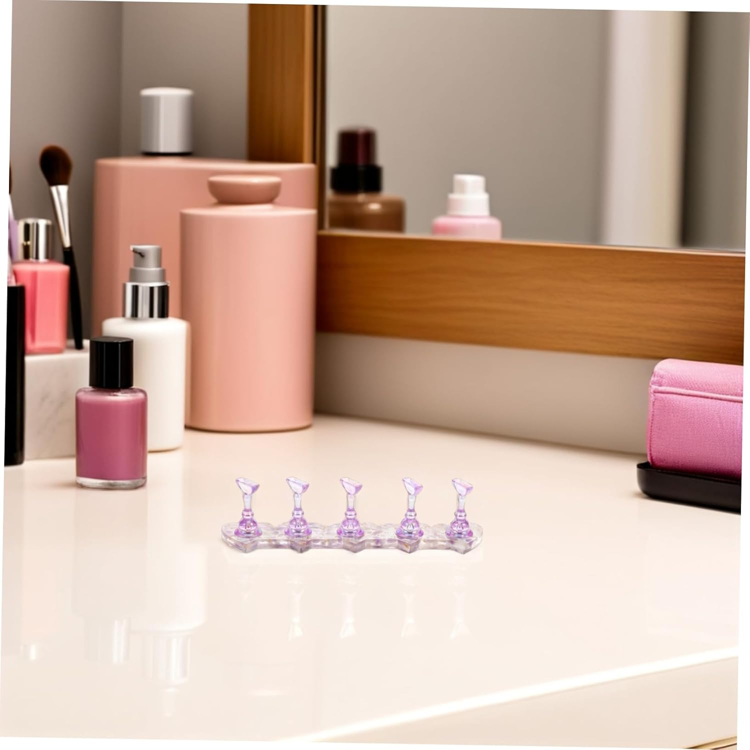 BIUDECO Iridescent Nail Practice Stand Portable Manicure Training Kit for Beginners Lightweight Fake Nail Holder for Home and Teaching image number 1