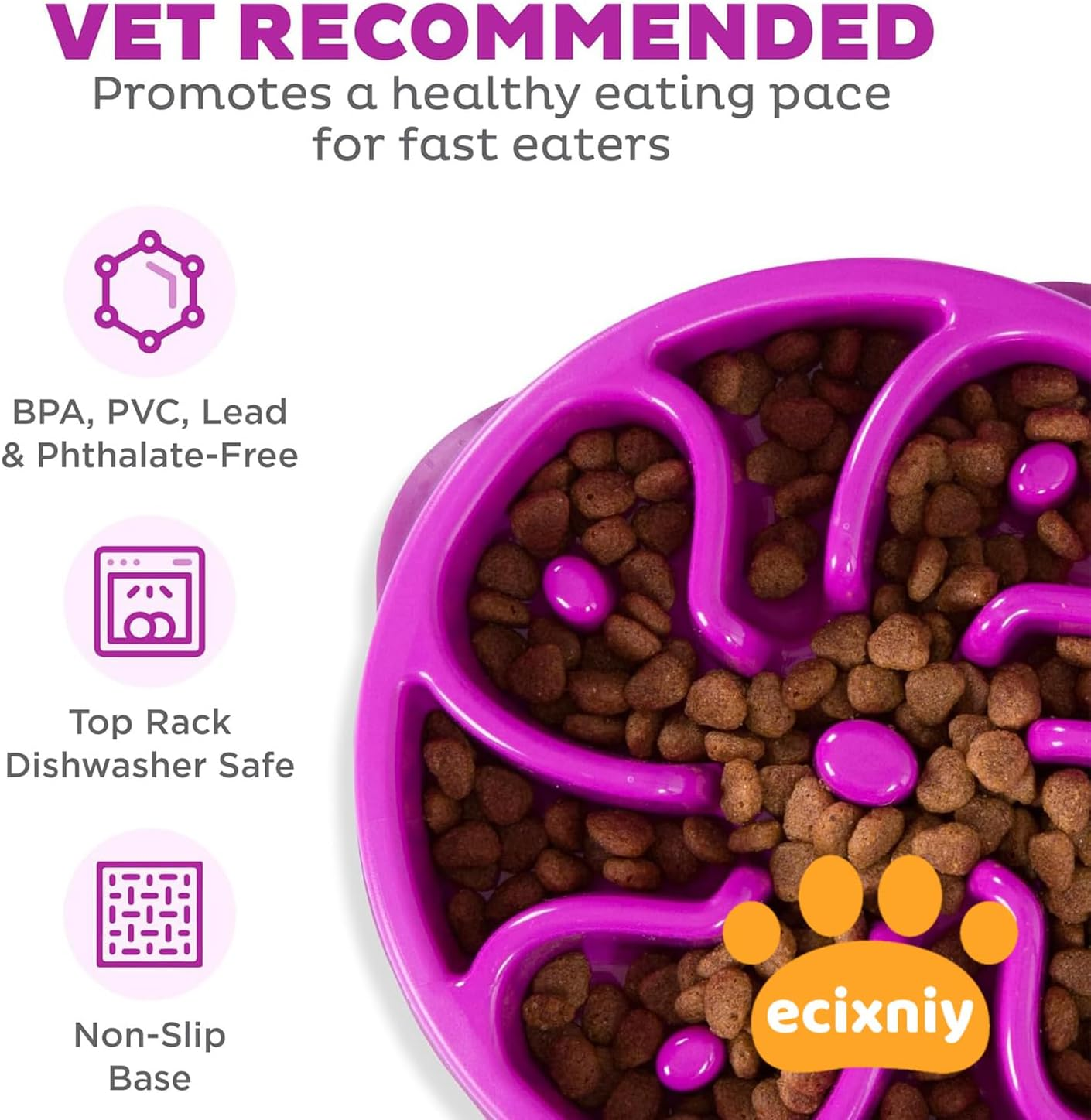 Ecixniy - Dog Slow Feeder Bowl - Flower-Shaped Slow Feeder Bowl for Dogs, Cats, and Other Pets, Collapsible Pet Bowl to Slow down Eating, Ideal Dog and Cat Bowl for Healthier Eating (M Size) image number 2