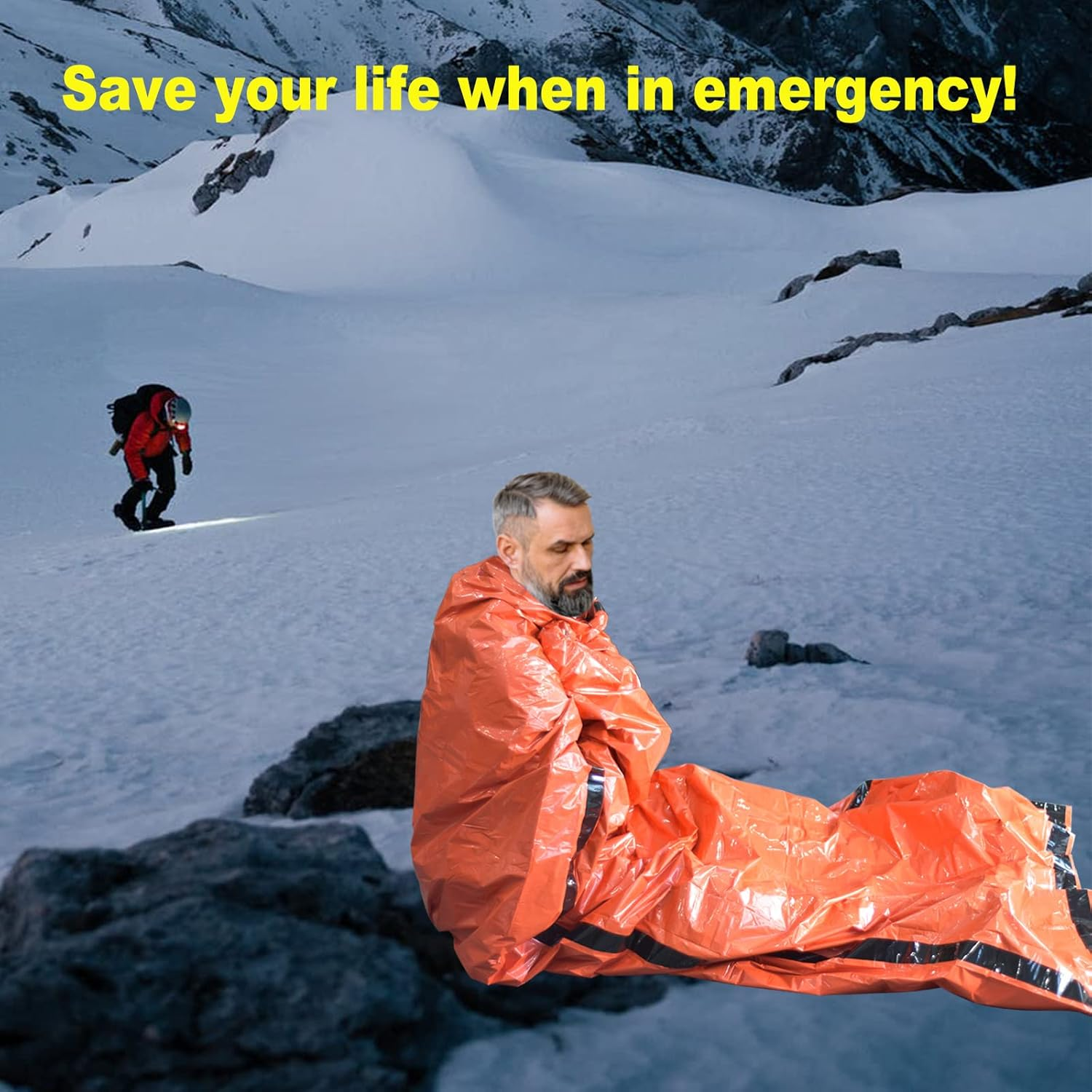 GOGOOD 4 Pack Emergency Bag Survival Bivvy Sack with Whistles, Lightweight Portable Emergency Supplies for Outdoor Camping Hiking Keep Warm after Earthquakes, Hurricanes Disasters image number 3