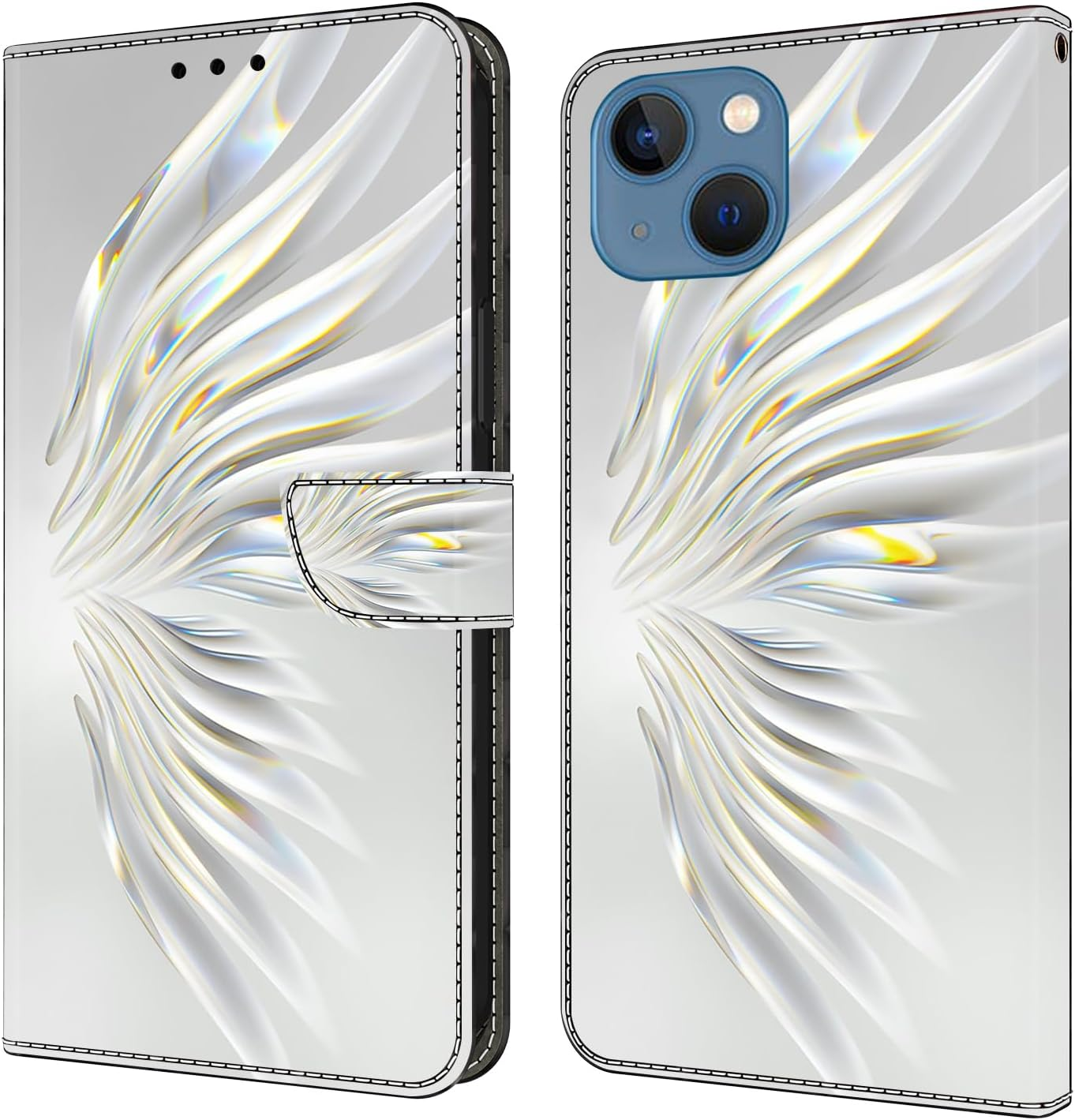 BOLELAW for Iphone 13/14 Mobile Phone Case PU Leather Flip Case Stand Wallet Protective Flip Case Cover with Card Slot, Stand Function, Magnetic Protective Case, Black Horse