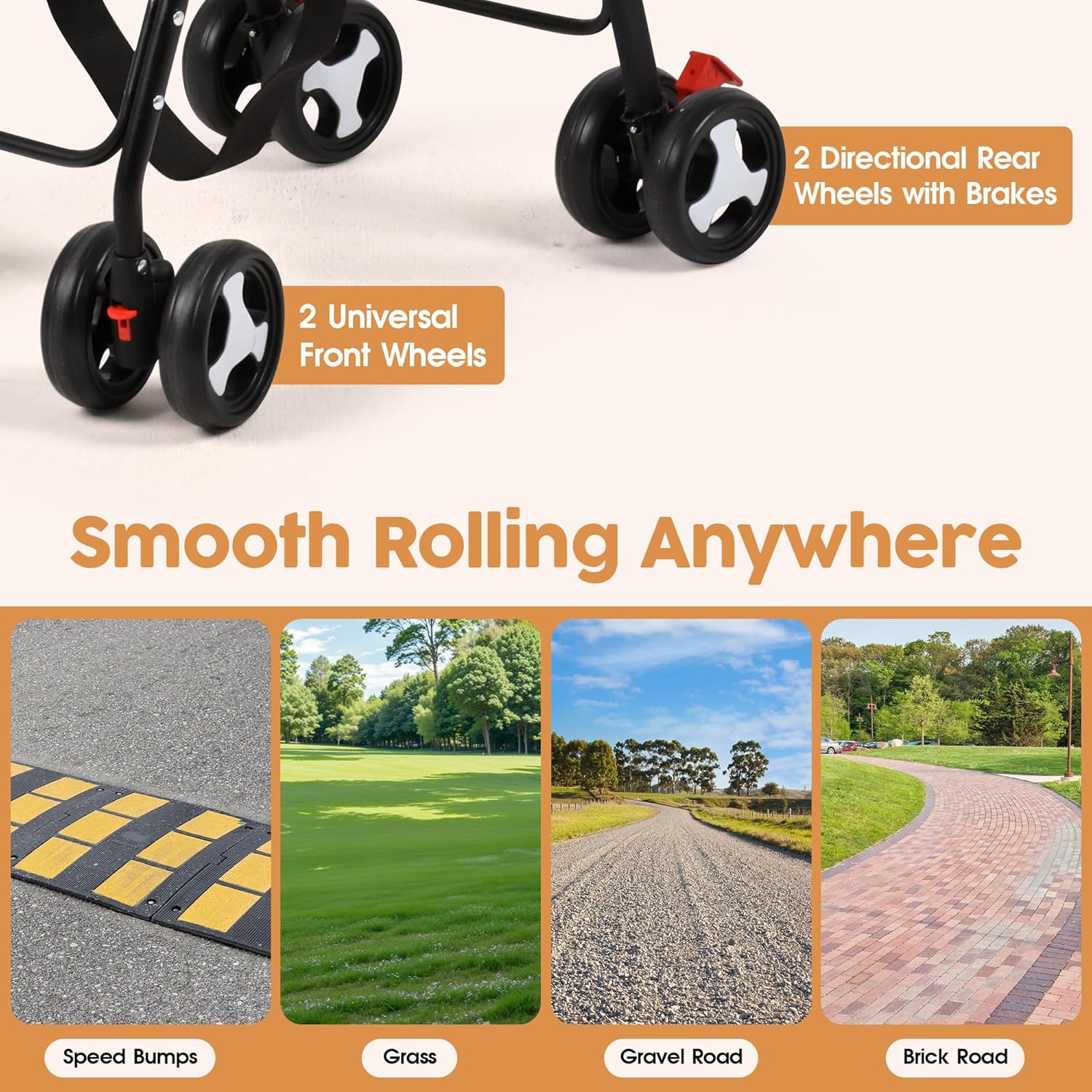 Advwin Double Pet Stroller for Dogs and Cats, 3-In-1 Dog Jogger Stroller Foldable Travel Carriage with Detachable Carriers, Safety Belts, and Lockable Wheels for Multi-Pet Homes image number 3