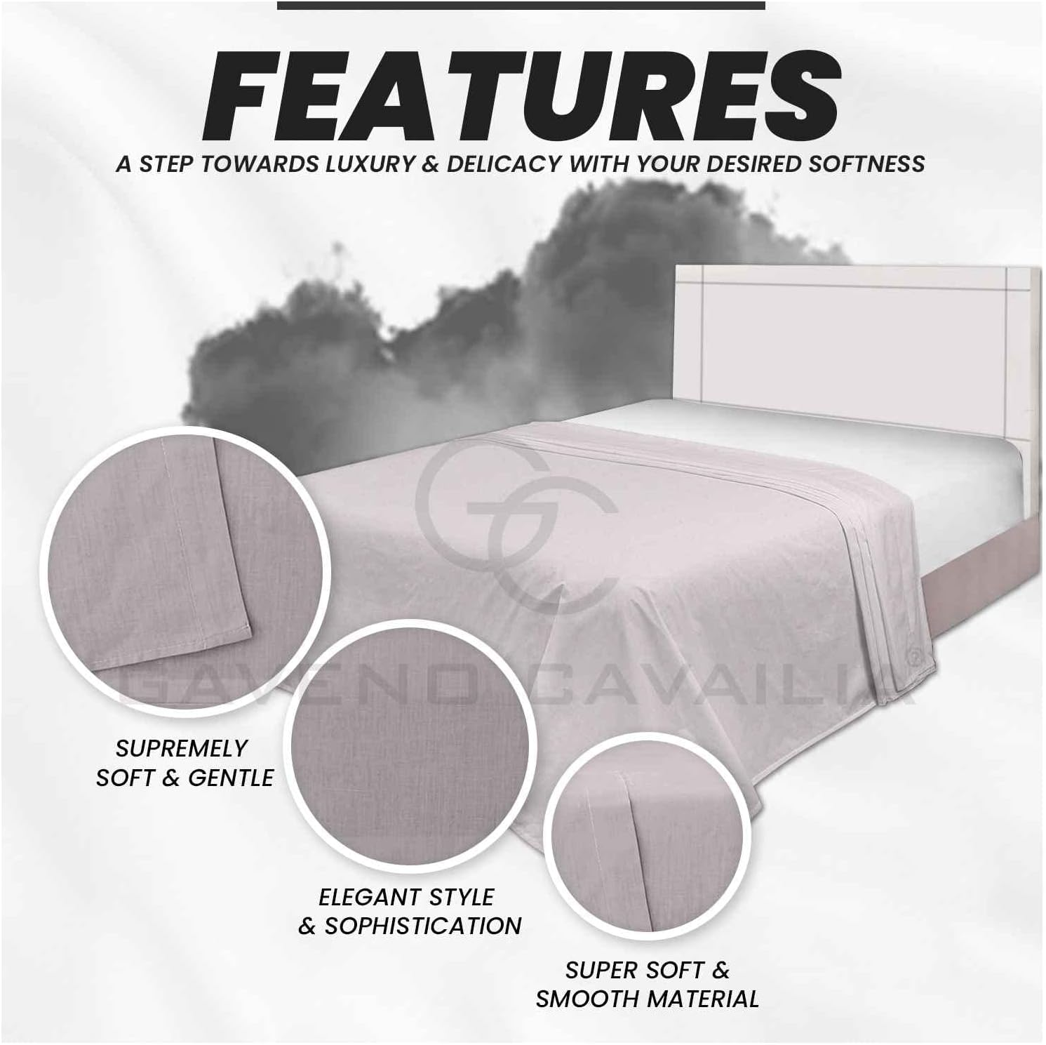 GC GAVENO CAVAILIA Premium Single Flat Sheet- Non Iron Luxury Bedding- Polycotton Easy Care Bed Sheet- Super Soft Bedding Linen Set image number 4