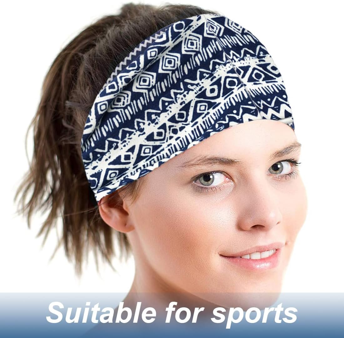 WUSJCOF Pack of 4 Women'S Hair Bands, Thin, Elastic, Soft Boho Headband, for Yoga, Cosmetics, Sports & Hair Accessories, Summer (7 Inches, Extra Wide) (Multi-Colour) image number 2