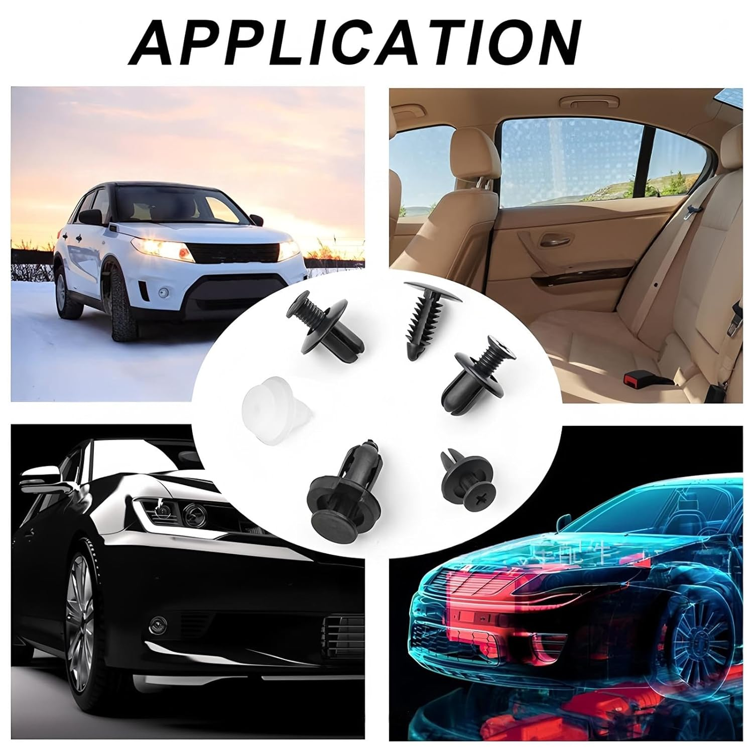 100 PCS Universal Car Retainer Clips Kit,Expansion Screws(6Mm-9,8Mm) 6 Types Auto Door Trim Panel Molding Push Pins, Bumper Fender Fasteners Rivets with Removal Tools for Bumper image number 1