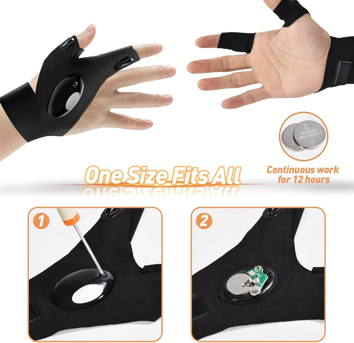 Xkimos Rechargeable LED Flashlight Gloves, USB Hands Free Lights Gloves, Cool Gadgets for Men,Adjustable Waterproof Gloves with Lightsfor Fishing, Camping,Perfect for Christmas, Birthday & Father'S image number 4