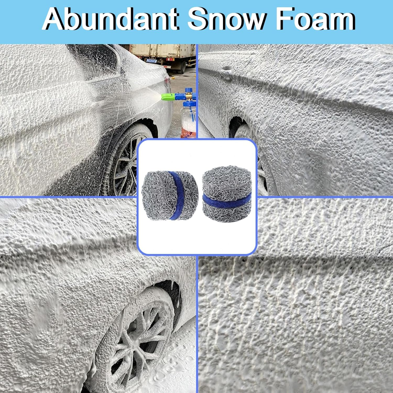 2 Sets 1.1Mm Foam Cannon Nozzle Kit - Universal 0.04In Thread Orifice & Mesh Net Replacement Parts with Cleaning Tools image number 5