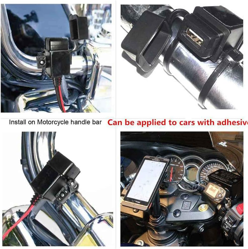 EUIOOVM Motorcycle Handlebar Socket Charger Fast Charging Dual USB Adapter Rubber Power Supply 12V Motorbike Accessories image number 1