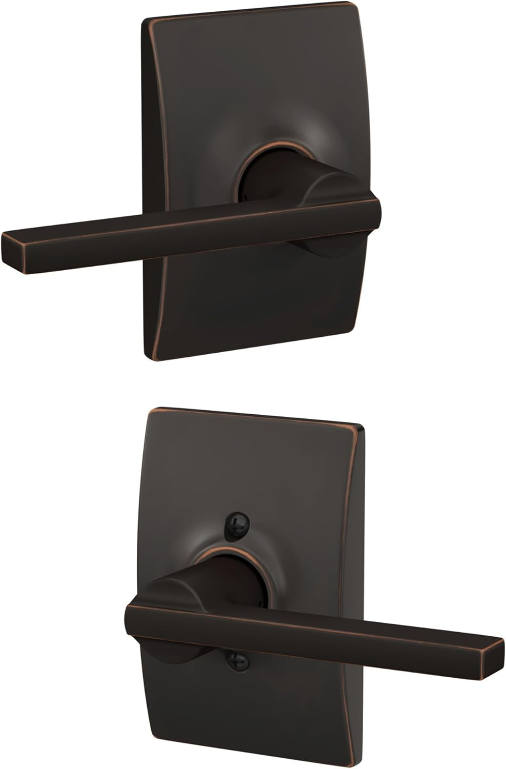 Schlage F170 LAT 619 ULD Latitude Lever with Upland Trim Non-Turning Lock, Satin Nickel