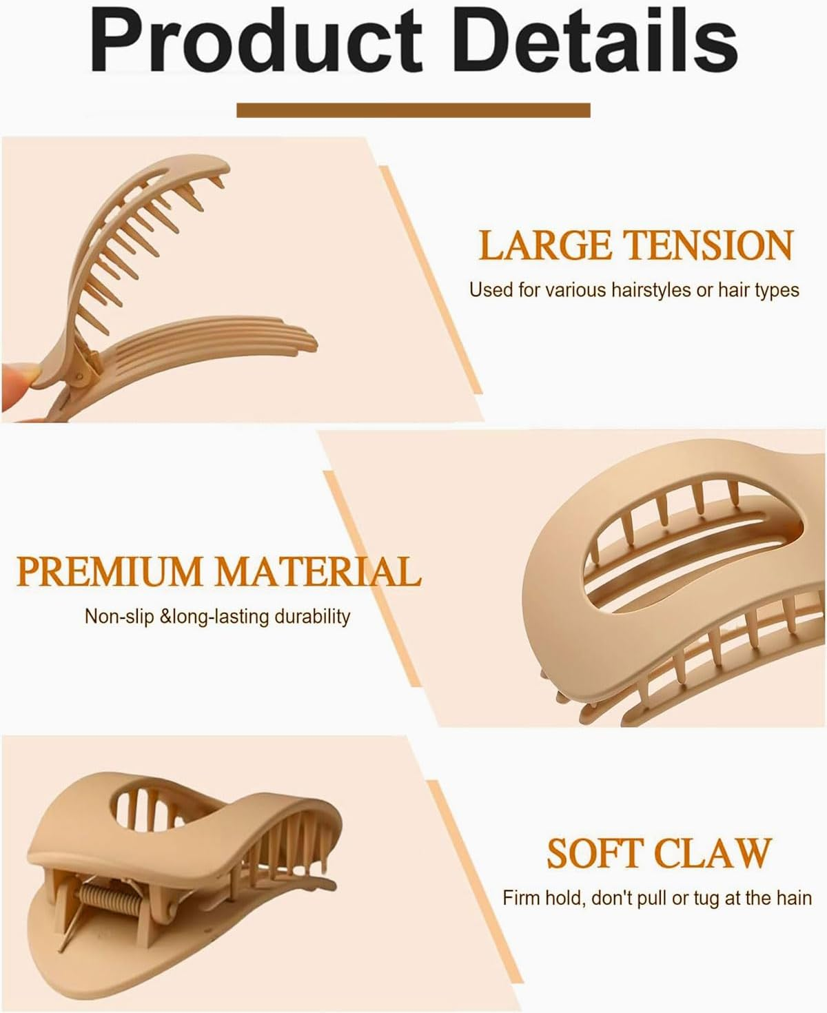 FUGLUS Pack of 4 Hair Clips, Duck Beak Hair Clips, Ladies, Flower Hairpin, Duckbill Hair Clips, Beak Hair Clip, Flat Secure Hold Inner Teeth Hair Claws, Strong Hold Side Hair Clips image number 5