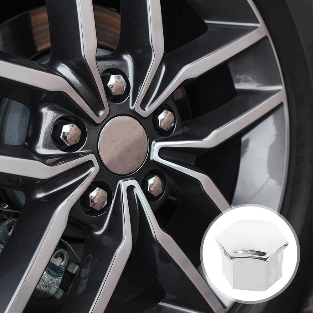 Sylbx Pack of 20 Wheel Bolt Caps, Wheel Nut Caps, Wheel Nut Caps, Wheel Nut Caps, Wheel Nut Covers, Wheel Nut Caps for Cars, 19 Mm, Chrome Wheel Bolt Caps image number 4